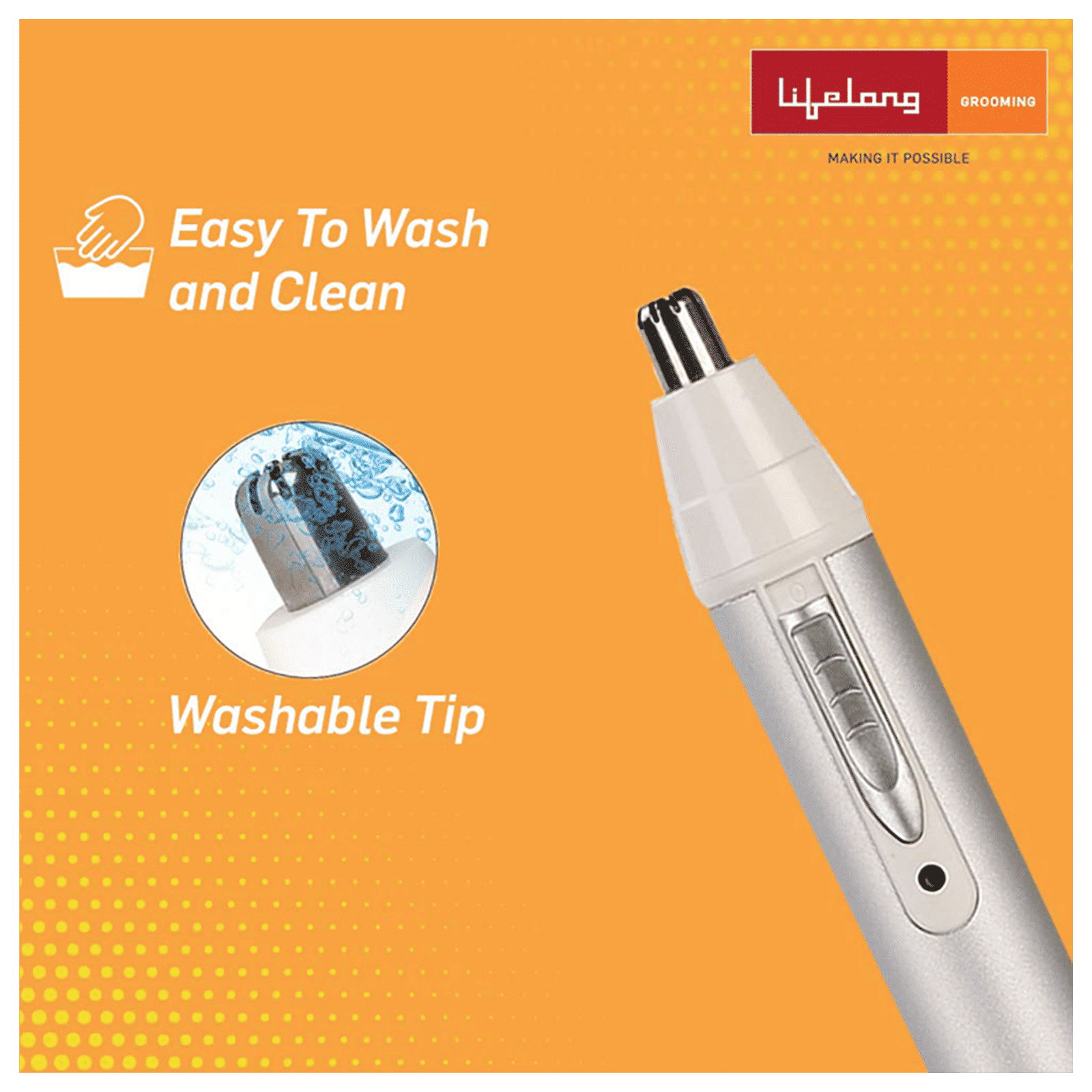 Lifelong LLPCM03 Rechargeable Cordless Dry Trimmer for Nose & Ear with 1 Length Settings for Men & Women (40mins Runtime, Rotary Blade System, Silver)_6