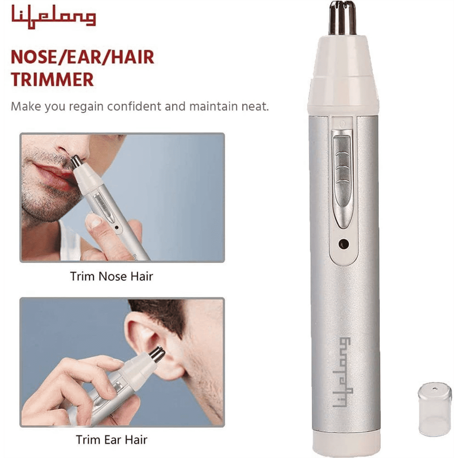 Lifelong LLPCM03 Rechargeable Cordless Dry Trimmer for Nose & Ear with 1 Length Settings for Men & Women (40mins Runtime, Rotary Blade System, Silver)_16