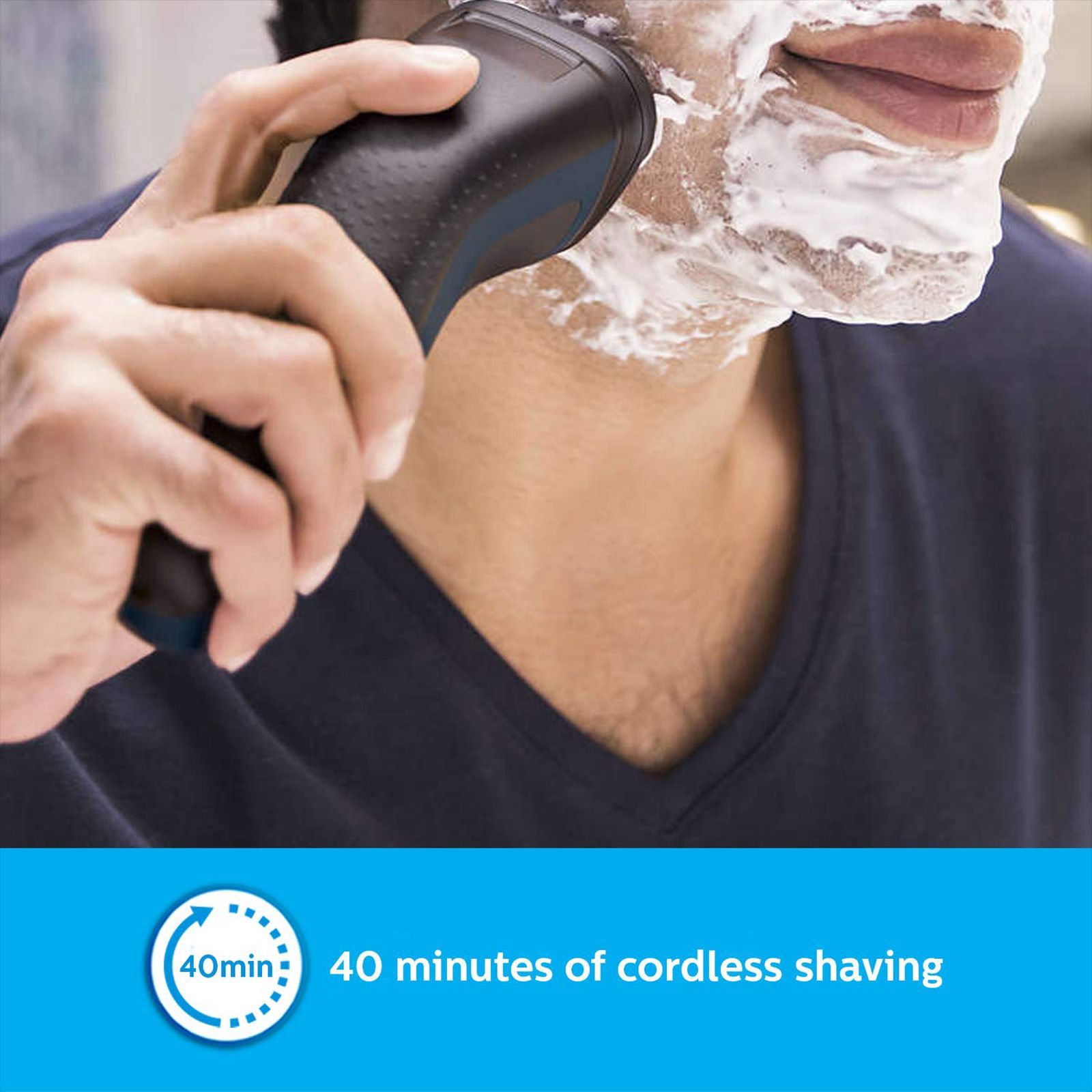 PHILIPS Series 1000 Rechargeable Cordless Shaver for Face for Men (40min Runtime, ComfortCut Blade System, Blue Malibu)_14