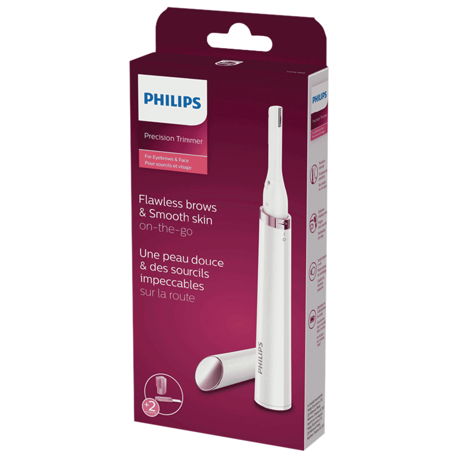 PHILIPS Touch-up Cordless Dry Trimmer for Eyebrow & Facial Hair with 2 Length Settings for Women (60mins Runtime, Precise Face Attachment, Ceramic Pearl White)_6