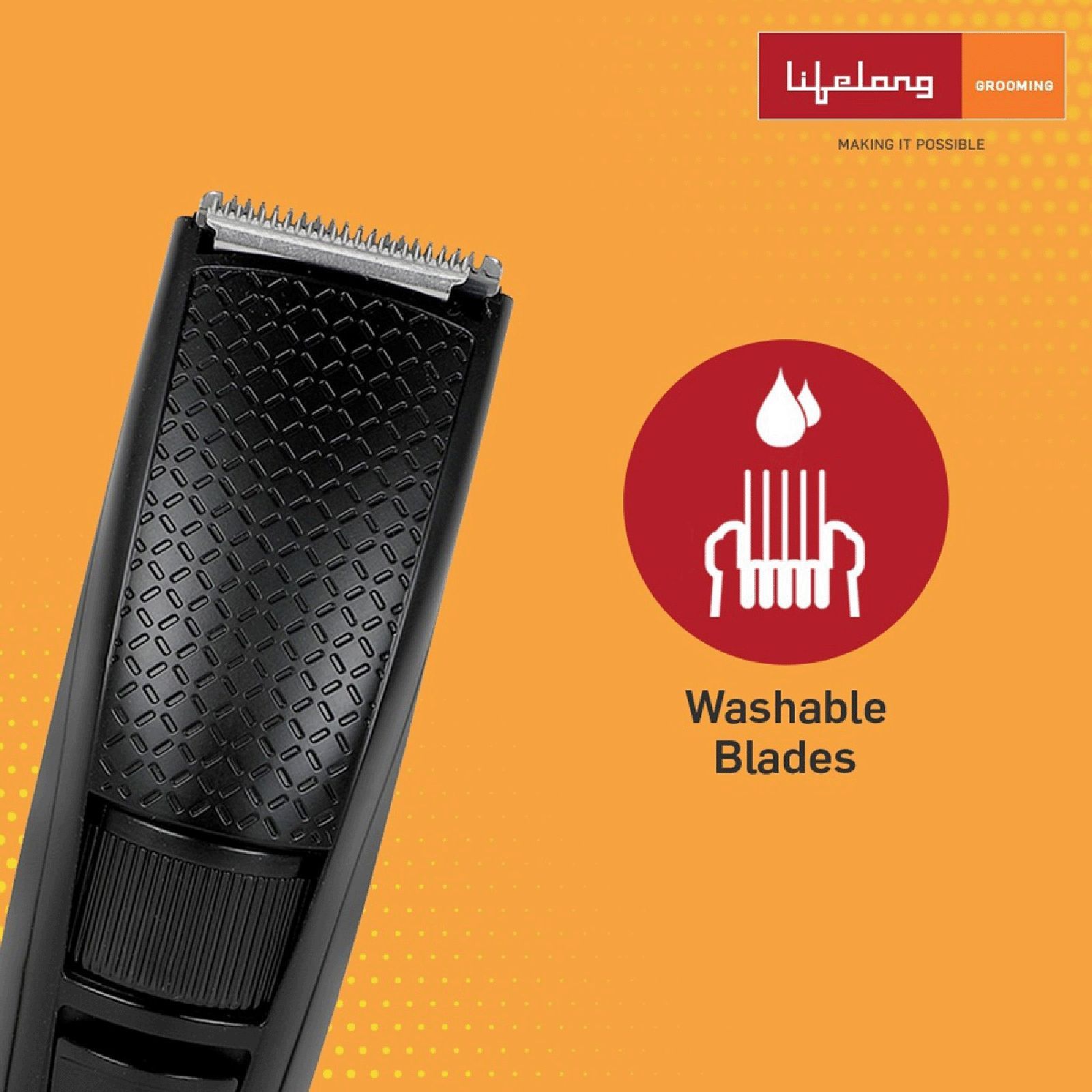Lifelong Alpha Rechargeable Cordless Dry Trimmer for Beard & Moustache with 20 Length Settings for Men (45min Runtime, Washable Blades, Black)_5