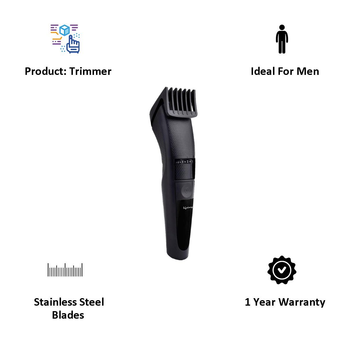 Lifelong LLPCM05 Rechargeable Cordless Dry Trimmer for Face with 20 Length Settings for Men (50min Runtime, Quick Charging, Black)_8