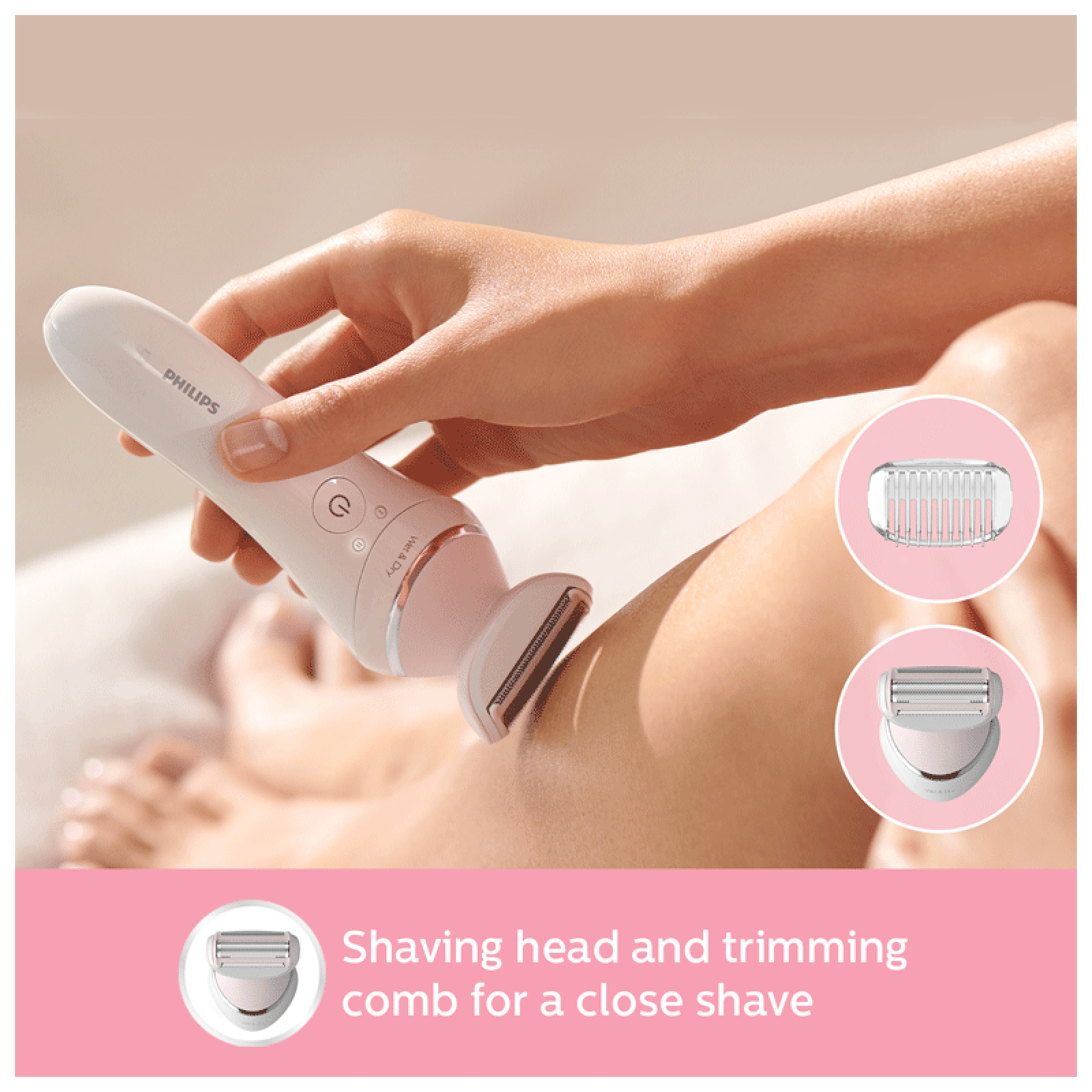 PHILIPS Series 8000 Rechargeable Cordless Wet & Dry Epilator for Legs, Face & Arms with 4 Interchangeable Heads (Double Action Technology, White)_7
