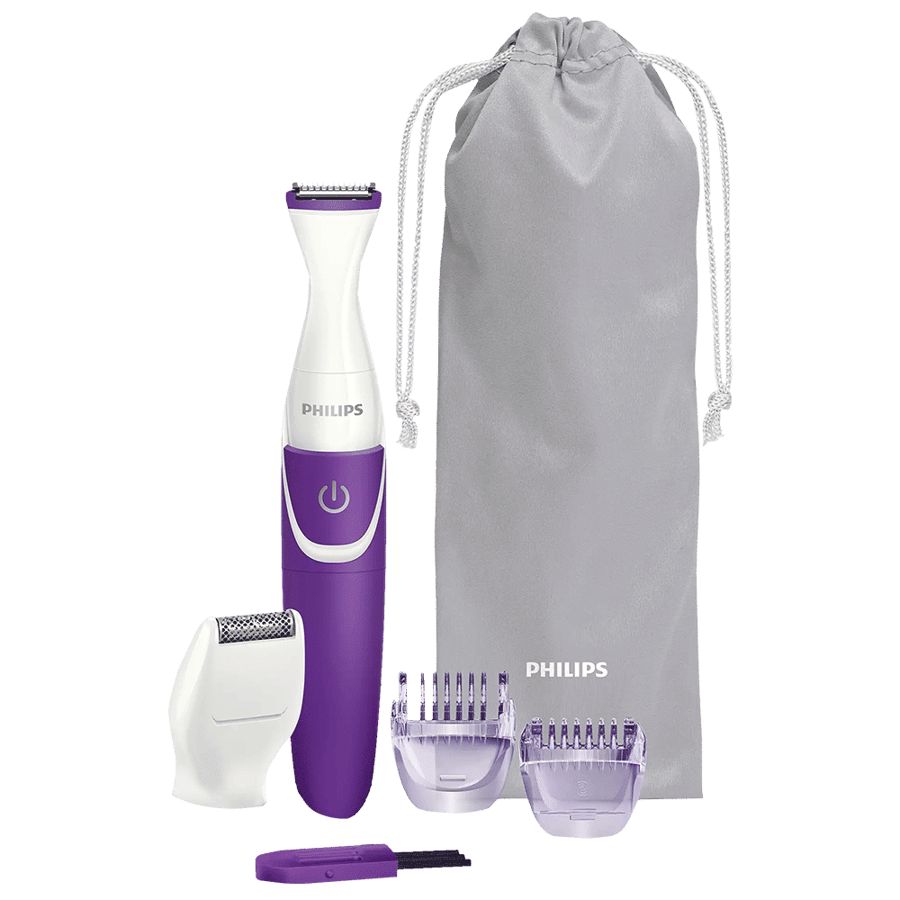 PHILIPS Essential Cordless Wet & Dry Trimmer for Intimate Area with 3 Length Settings for Women (180mins Runtime, Ergonomic Grip, Purple)_1