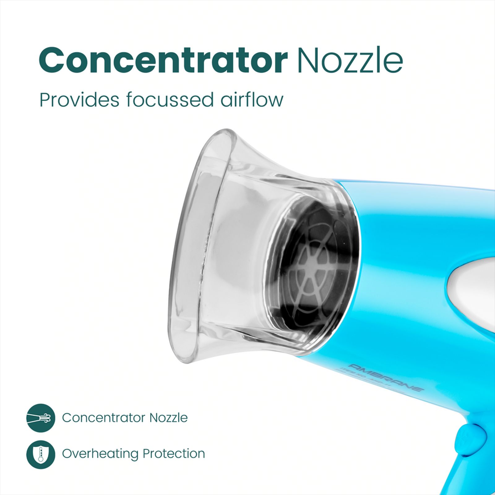 ambrane AHD-11 Hair Dryer with 2 Heat Settings & Cool Air Function (Overheat Protection, White & Blue) ambrane AHD-11 Hair Dryer with 2 Heat Settings & Cool Air Function (Overheat Protection, White & Blue)_10