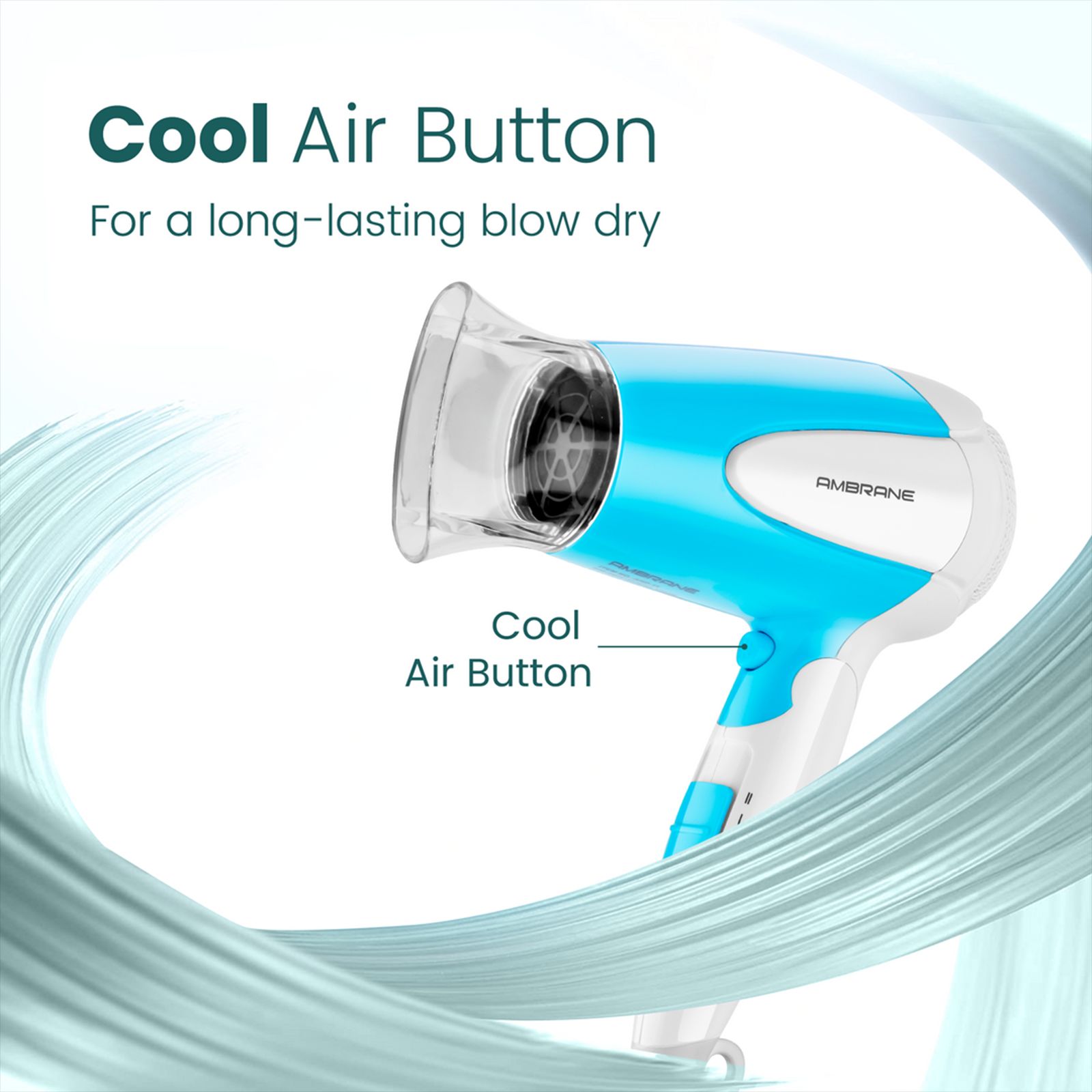 ambrane AHD-11 Hair Dryer with 2 Heat Settings & Cool Air Function (Overheat Protection, White & Blue) ambrane AHD-11 Hair Dryer with 2 Heat Settings & Cool Air Function (Overheat Protection, White & Blue)_11