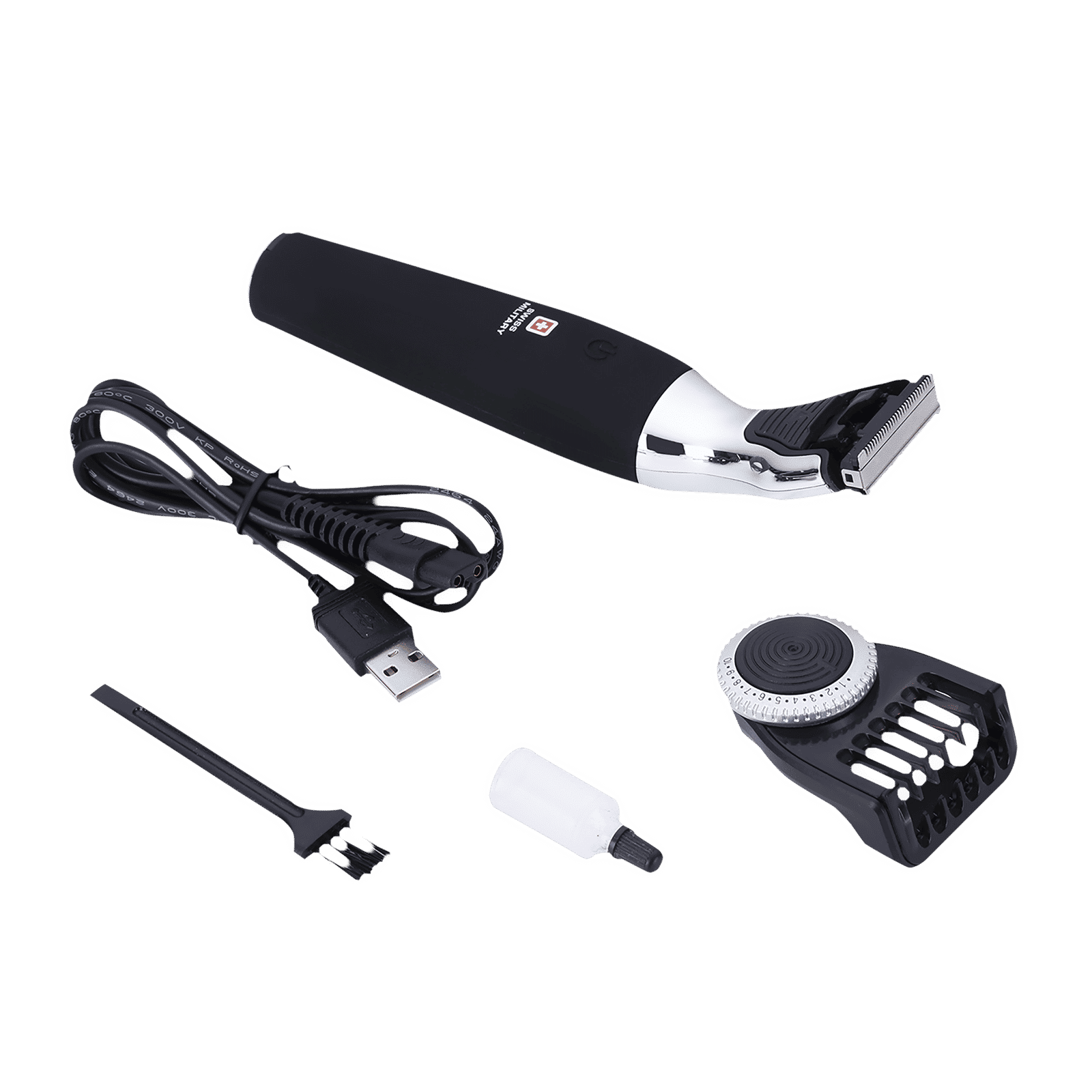 SWISS MILITARY DT-500 Cordless Wet & Dry Trimmer for Beard & Moustache with 20 Length Settings for Men (60mins Runtime, Fast Charging, Black)_8