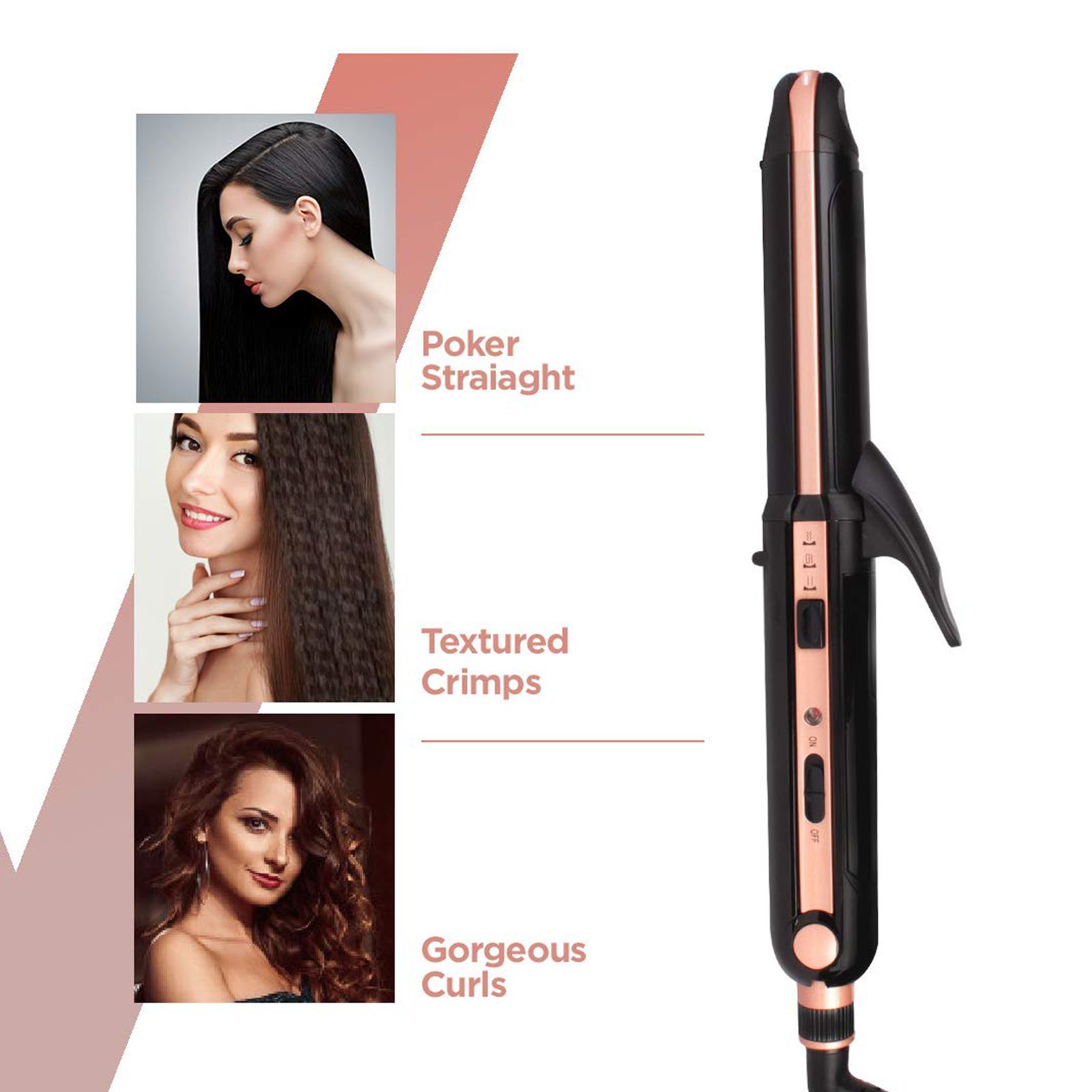 VEGA Keratin 3-in-1 Hair Styler with Ceramic Coating Technology (Auto Shut Off, Rose Gold)_5