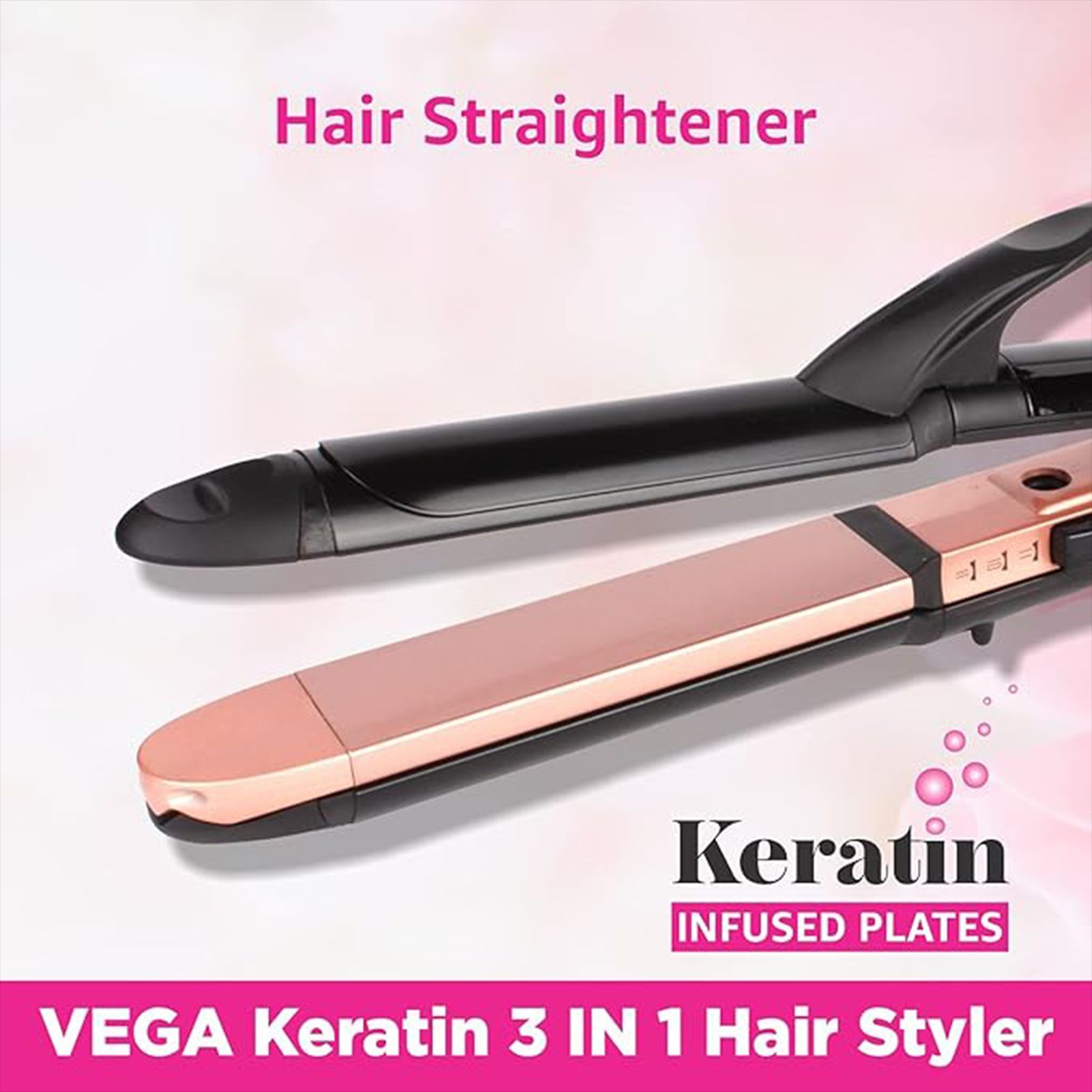 VEGA Keratin 3-in-1 Hair Styler with Ceramic Coating Technology (Auto Shut Off, Rose Gold)_11
