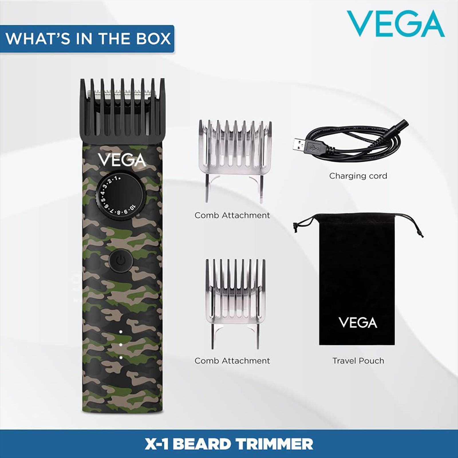 VEGA X1 Rechargeable Corded & Cordless Dry Trimmer for Beard & Moustache with 40 Length Settings for Men (90mins Runtime, IPX7 Waterproof, Multicolor)_10