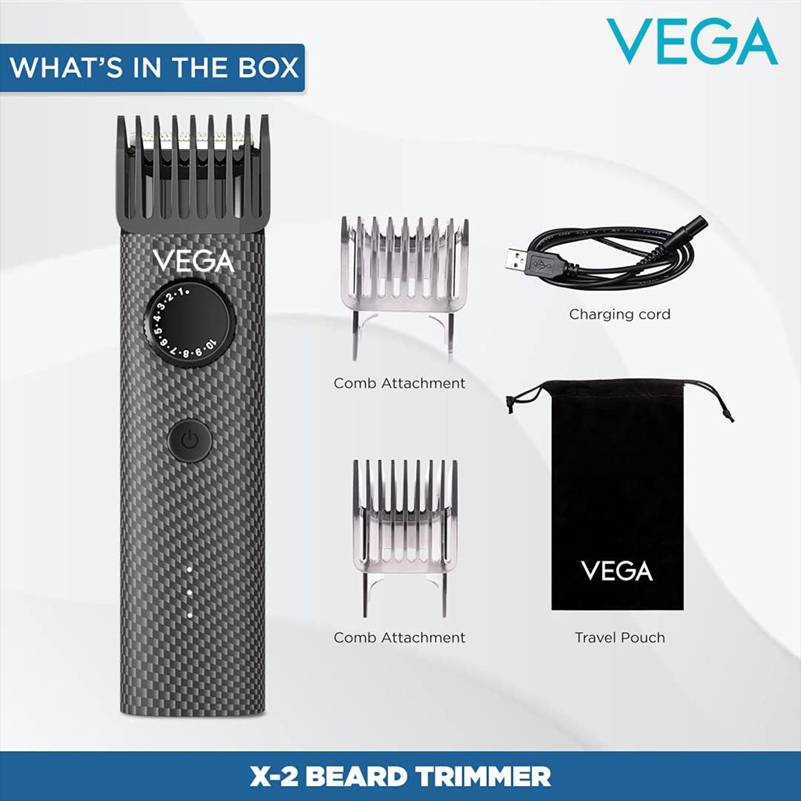 VEGA X2 Rechargeable Corded & Cordless Dry Trimmer for Beard & Moustache with 40 Length Settings for Men (90mins Runtime, IPX7 Waterproof, Black)_10