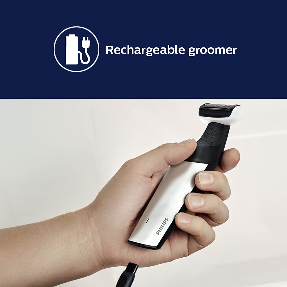PHILIPS Series 3000 Rechargeable Cordless Body Groomer for Face & Body for Men (40min Runtime, Showerproof, White)_16