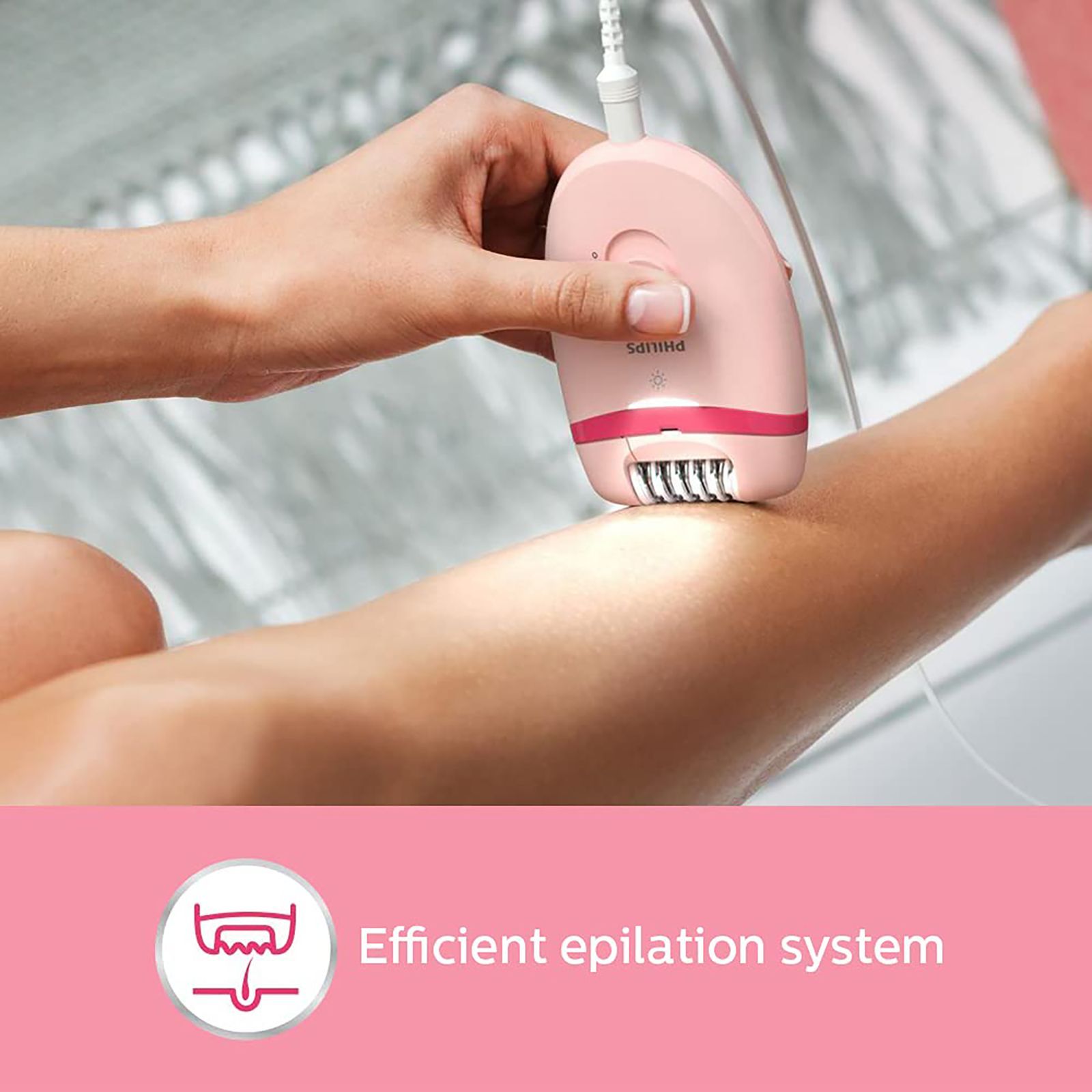 PHILIPS Satinelle Essential Corded Wet & Dry Epilator for Arms, Legs & Intimate Areas with 5 Interchangeable Heads (Efficient Epilation System, Pink) PHILIPS Satinelle Essential Corded Wet & Dry Epilator for Arms, Legs & Intimate Areas with 5 Interchangeable Heads (Efficient Epilation System, Pink)_5