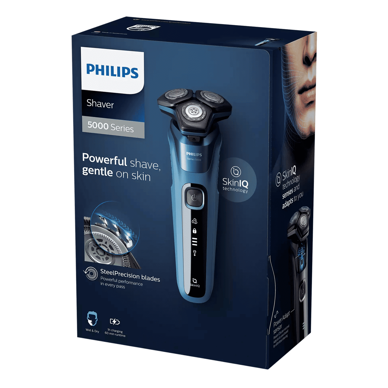 PHILIPS Series 5000 Cordless Shaver for Face for Men (60min Runtime, SkinIQ Technology, Ocean Blue)_12