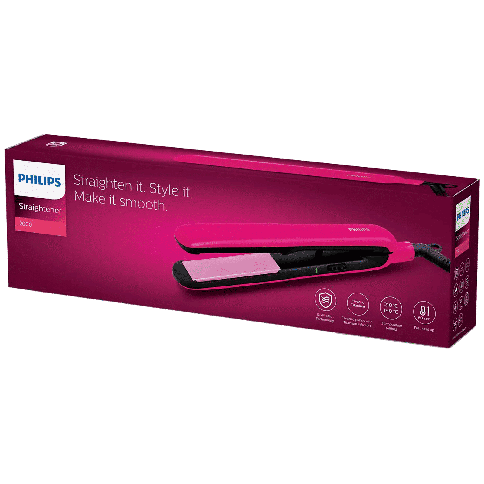 PHILIPS 2000 Hair Straightener with Silk Protect Technology (Ceramic Titanium Plates, Bright Pink)_10