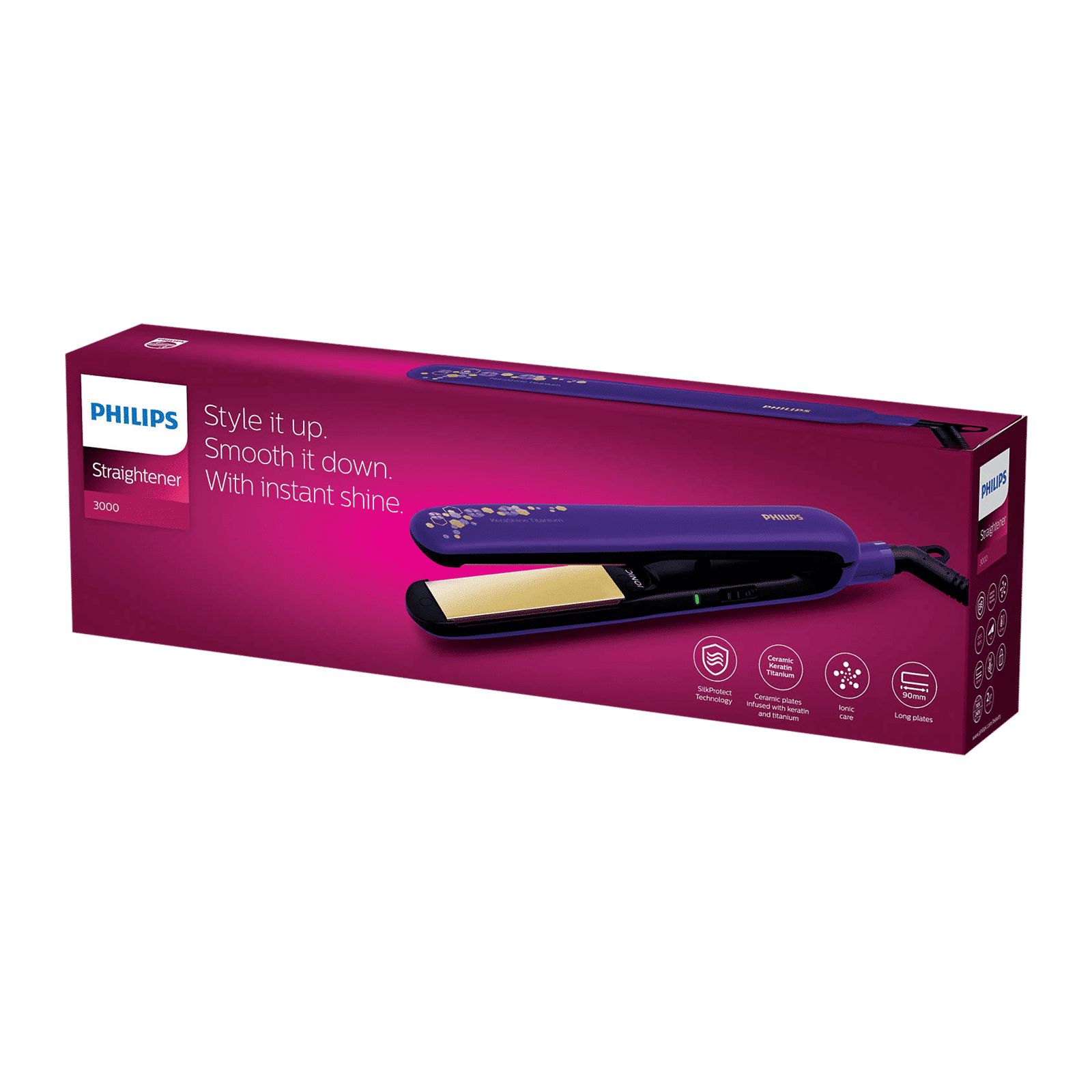 PHILIPS 3000 Hair Straightener with Silk Protect Technology (Ceramic Titanium Plates, Purple)_9