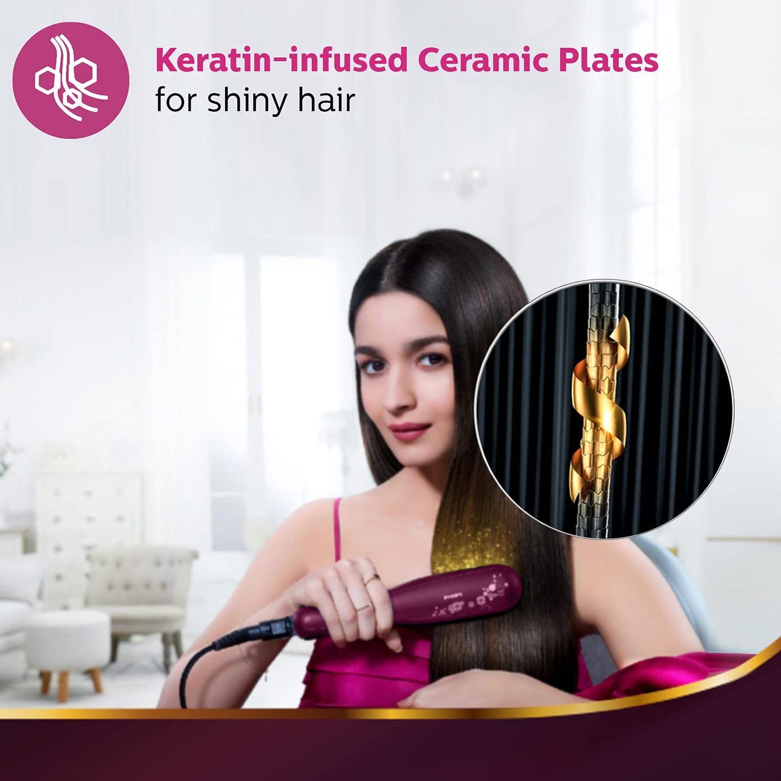 PHILIPS 3000 Hair Straightener with Silk Protect Technology (Ceramic Titanium Plates, Wine)_8