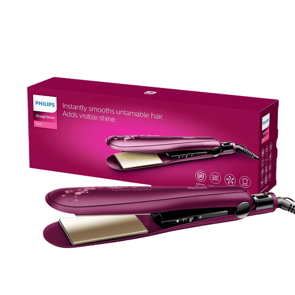 PHILIPS 3000 Hair Straightener with Silk Protect Technology (Ceramic Titanium Plates, Wine)_10