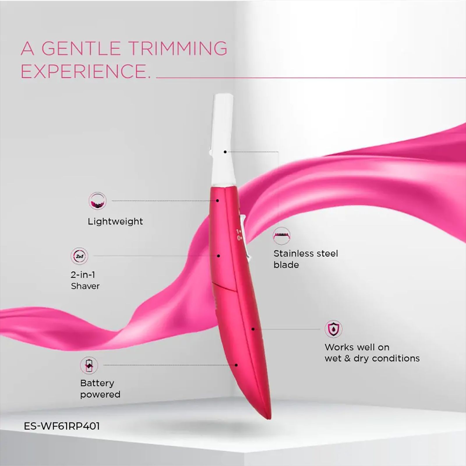 Panasonic ESWF61RP401 Cordless Dry Trimmer for Face for Women (10 Degree Pivot Head, Rouge Pink)_13