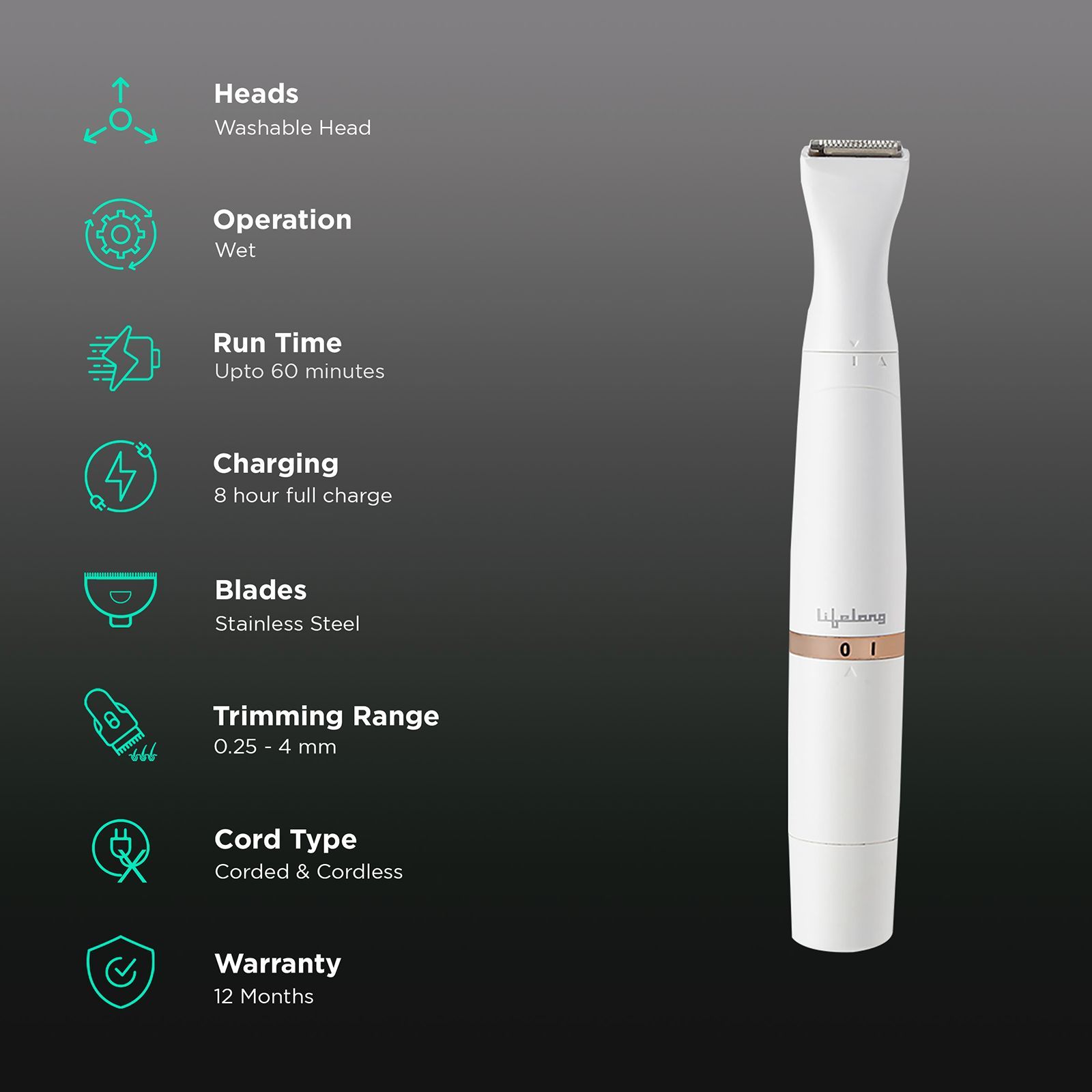 Lifelong LLPCW30 Rechargeable Cordless Dry Trimmer for Intimate Areas with 1 Length Settings for Women (60mins Runtime, Quick Charging, White) Lifelong LLPCW30 Rechargeable Cordless Dry Trimmer for Intimate Areas with 1 Length Settings for Women (60mins Runtime, Quick Charging, White)_2