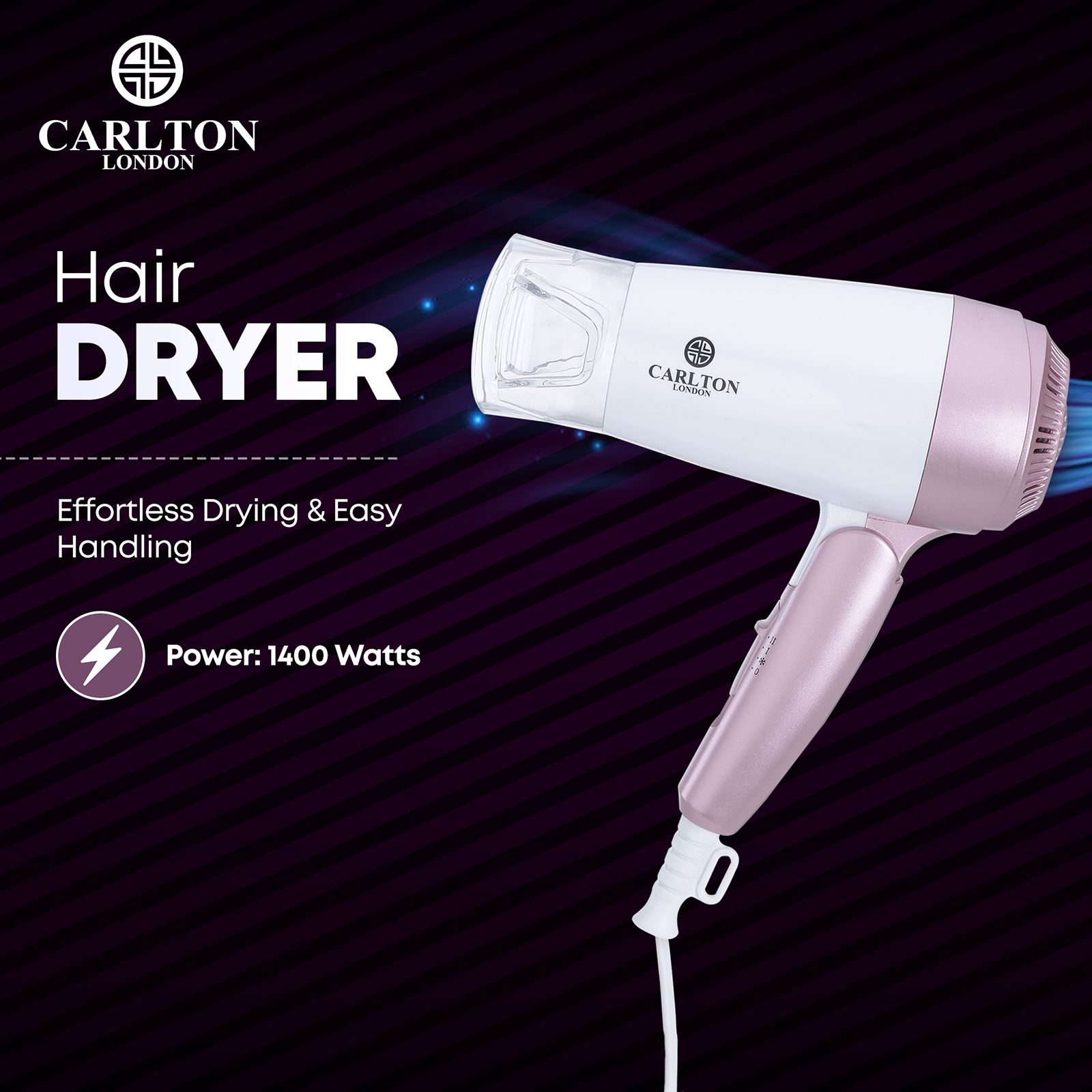 Carlton London Hair Dryer with 2 Heat Settings & Cool Shot (Overheat Protection, White)_7
