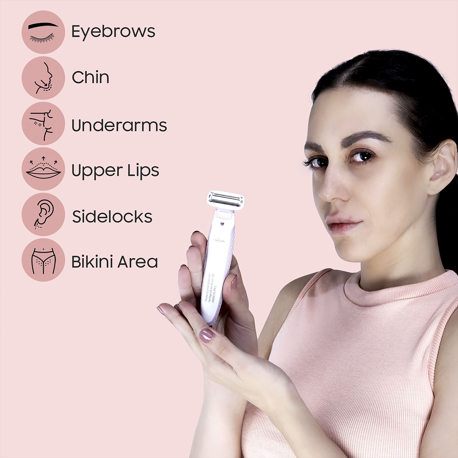 Carlton London Rechargeable Cordless Dry Trimmer for Eyebrows, Chine, Underarms, Upper Lips, Sidelocks & Bikini Area for Women (60mins Runtime, Ergonomic Grip, White) Carlton London Rechargeable Cordless Dry Trimmer for Eyebrows, Chine, Underarms, Upper Lips, Sidelocks & Bikini Area for Women (60mins Runtime, Ergonomic Grip, White)_11