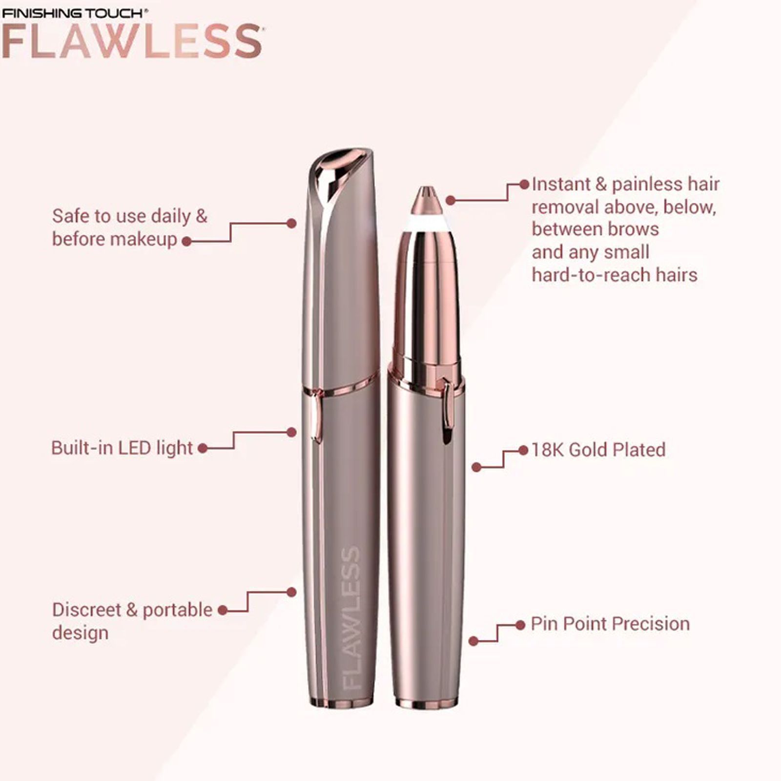 FINISHING TOUCH FLAWLESS Eye Brow Shaper For Women (18K Gold Plated, Blush) FINISHING TOUCH FLAWLESS Eye Brow Shaper For Women (18K Gold Plated, Blush)_4