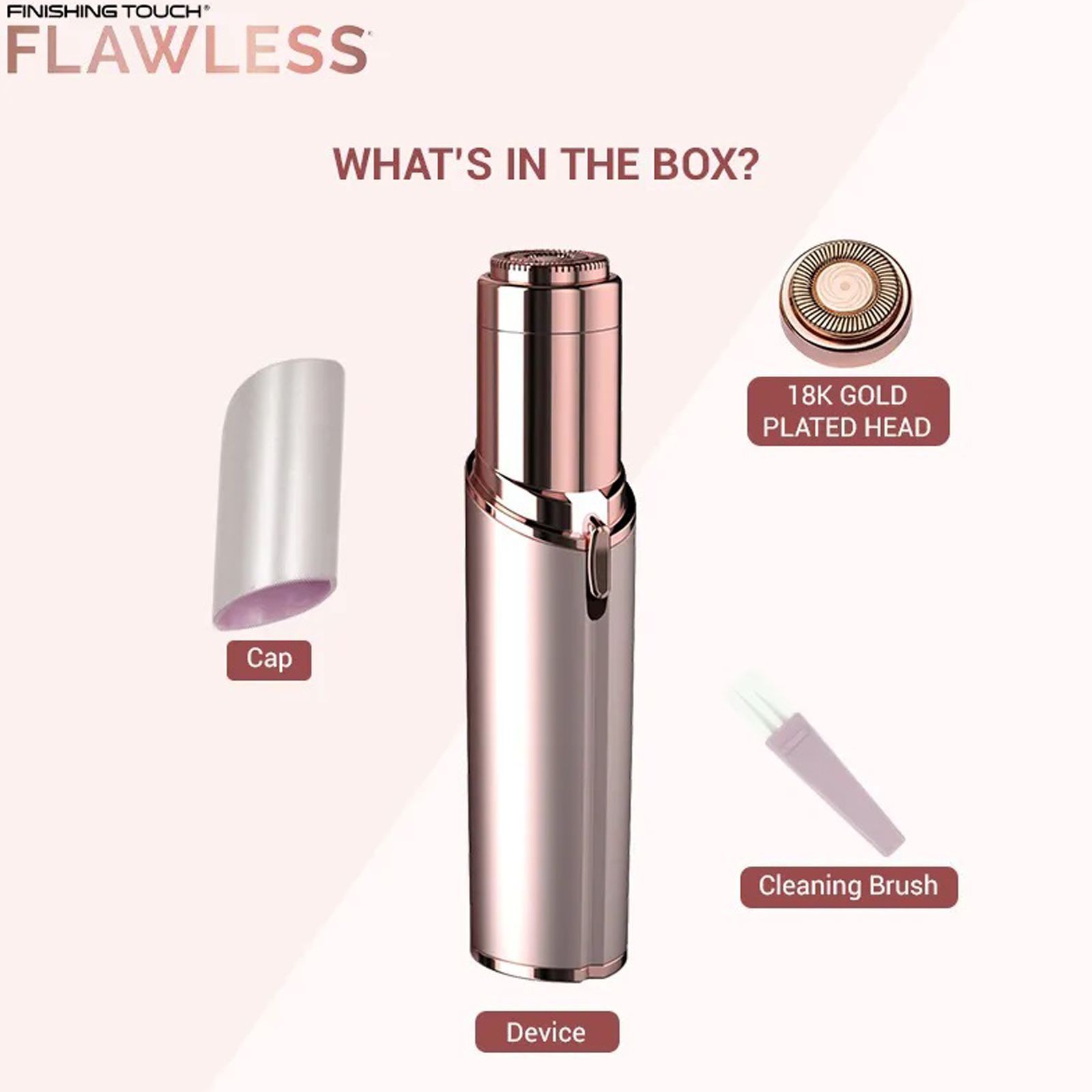 FINISHING TOUCH FLAWLESS Facial Hair Remover For Women (18K Gold Plated, Blush) FINISHING TOUCH FLAWLESS Facial Hair Remover For Women (18K Gold Plated, Blush)_3