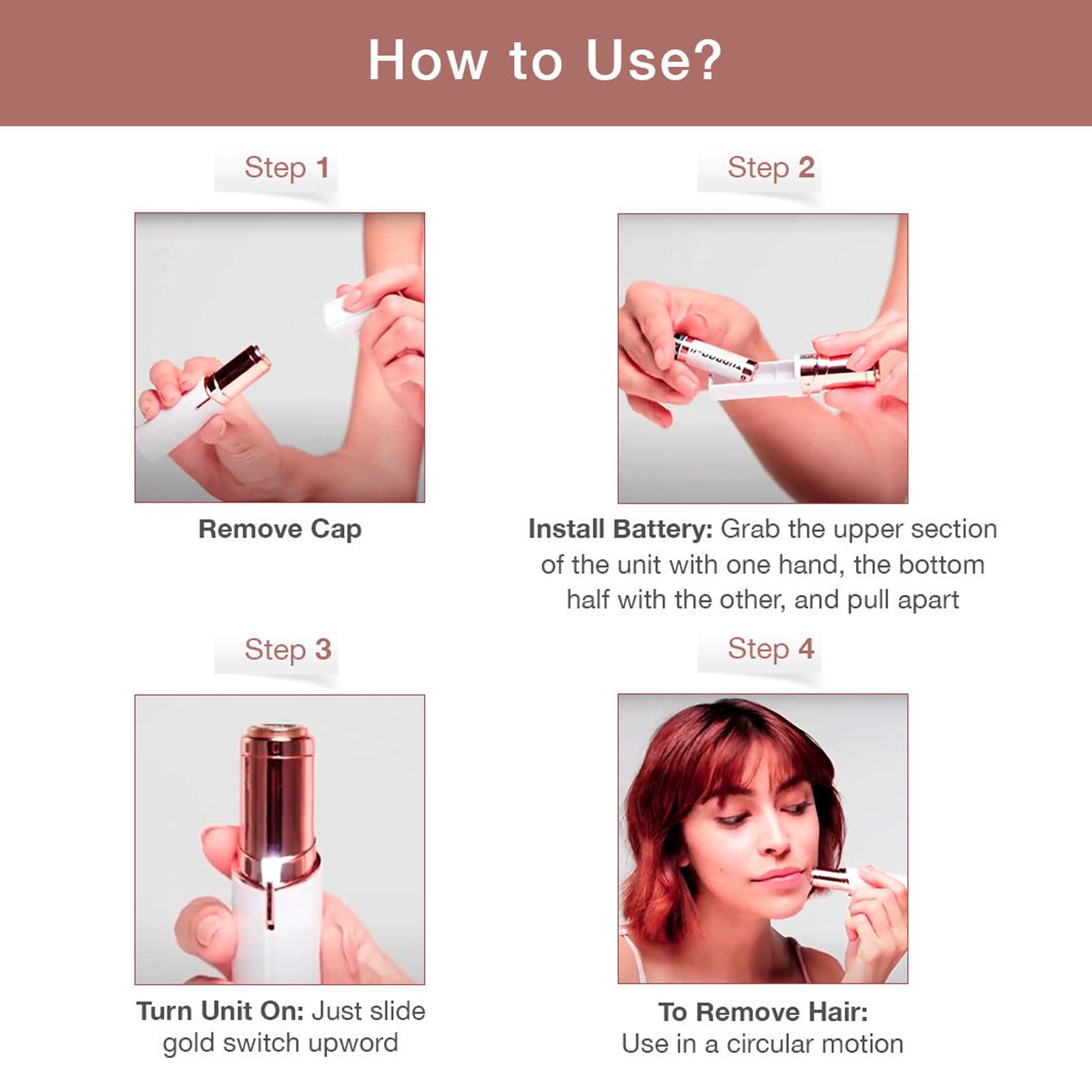 FINISHING TOUCH FLAWLESS Facial Hair Remover (Trimmer, 18K Gold Plated, German Technology, Pink)Â _4