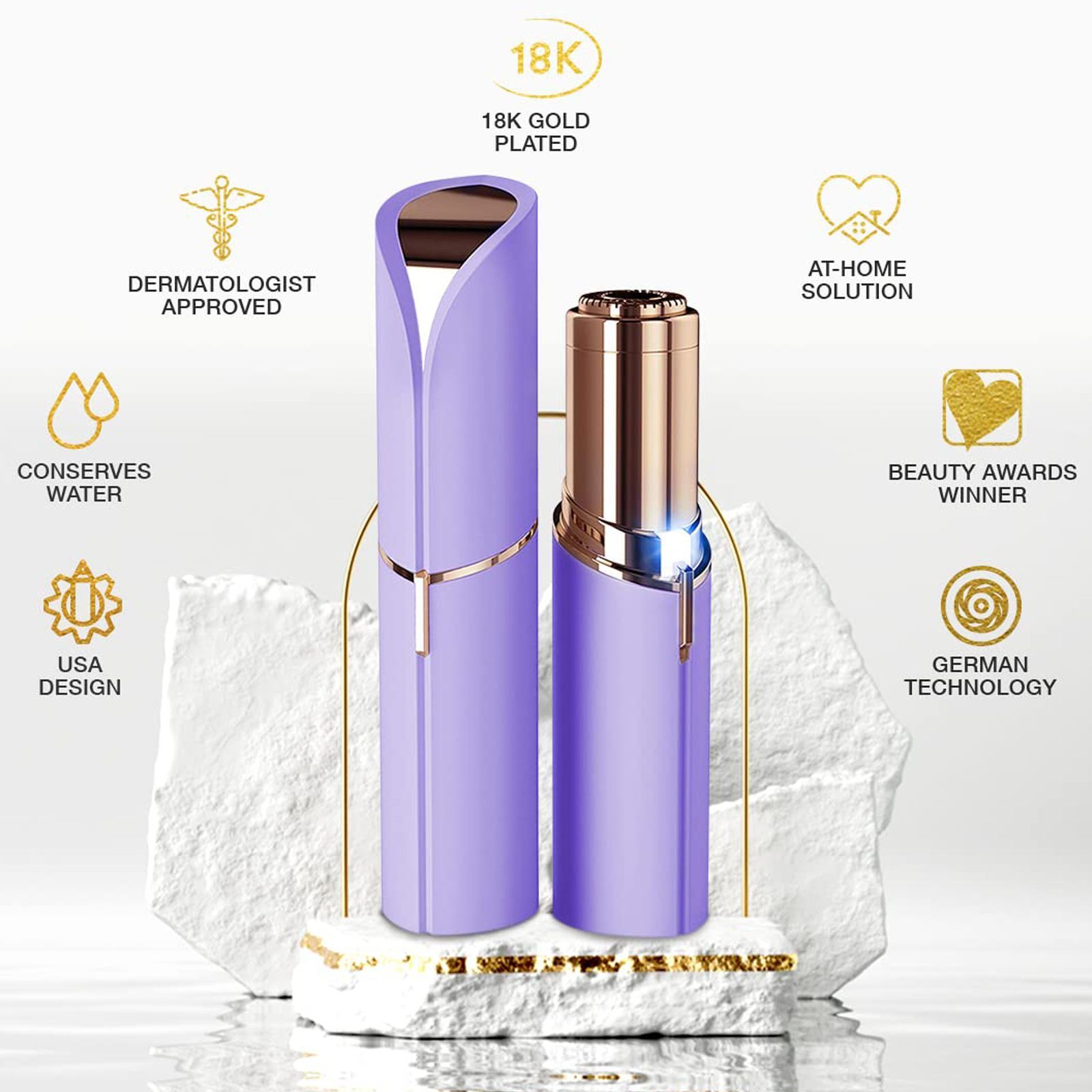 FINISHING TOUCH FLAWLESS Rechargeable Cordless Dry Epilator for Face (German Technology, Lavender)_2