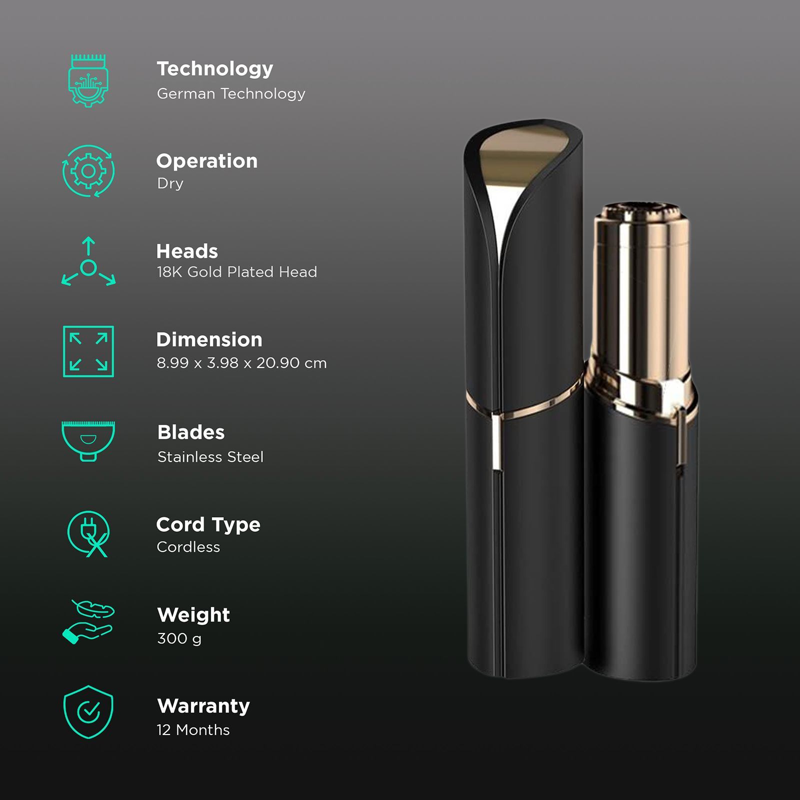 FINISHING TOUCH FLAWLESS Cordless Dry Trimmer for Face (German Technology, Black)_2