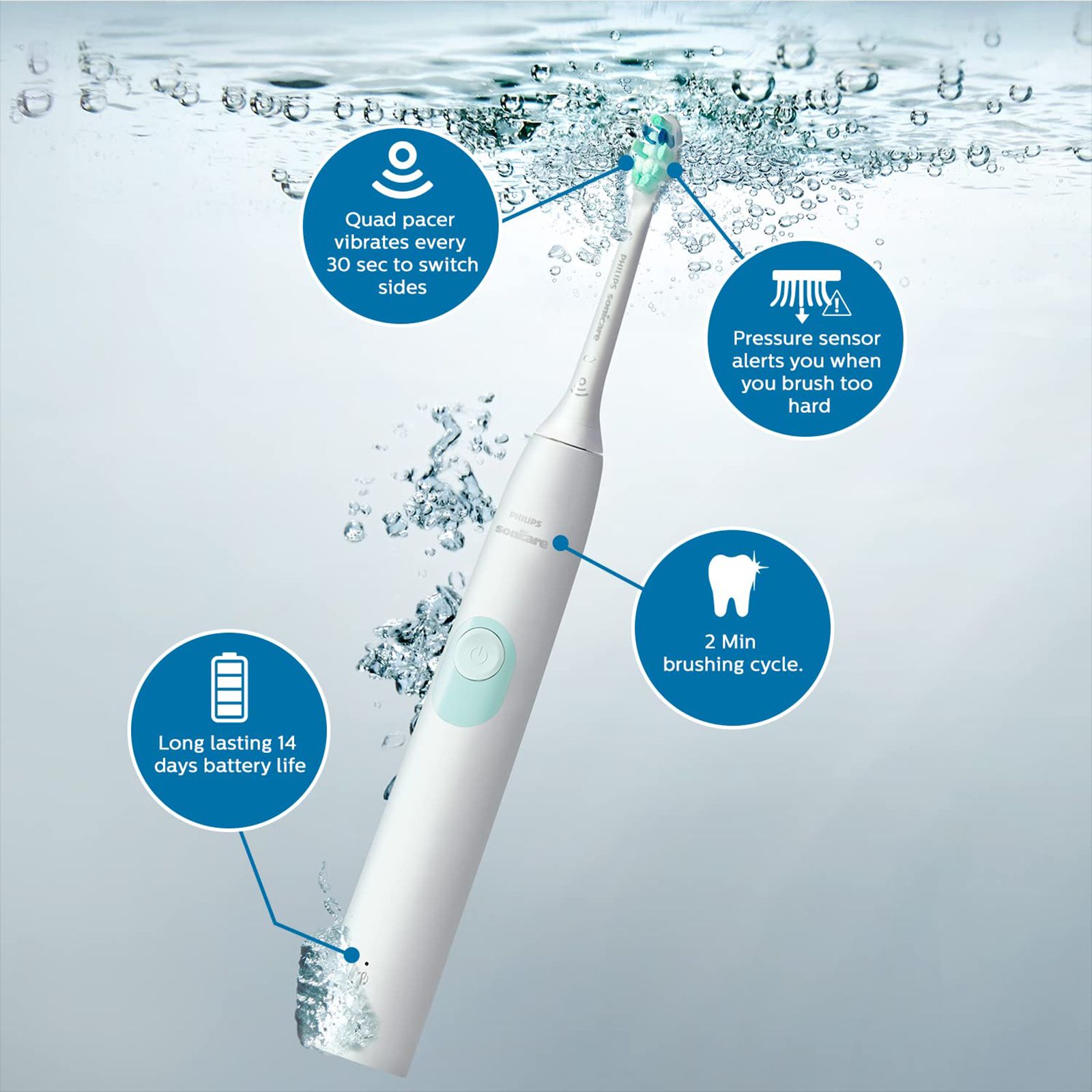 PHILIPS Sonicare ProtectiveClean 4300 Electric Toothbrush for Adults (Sonic Technology, White & Mint)_9
