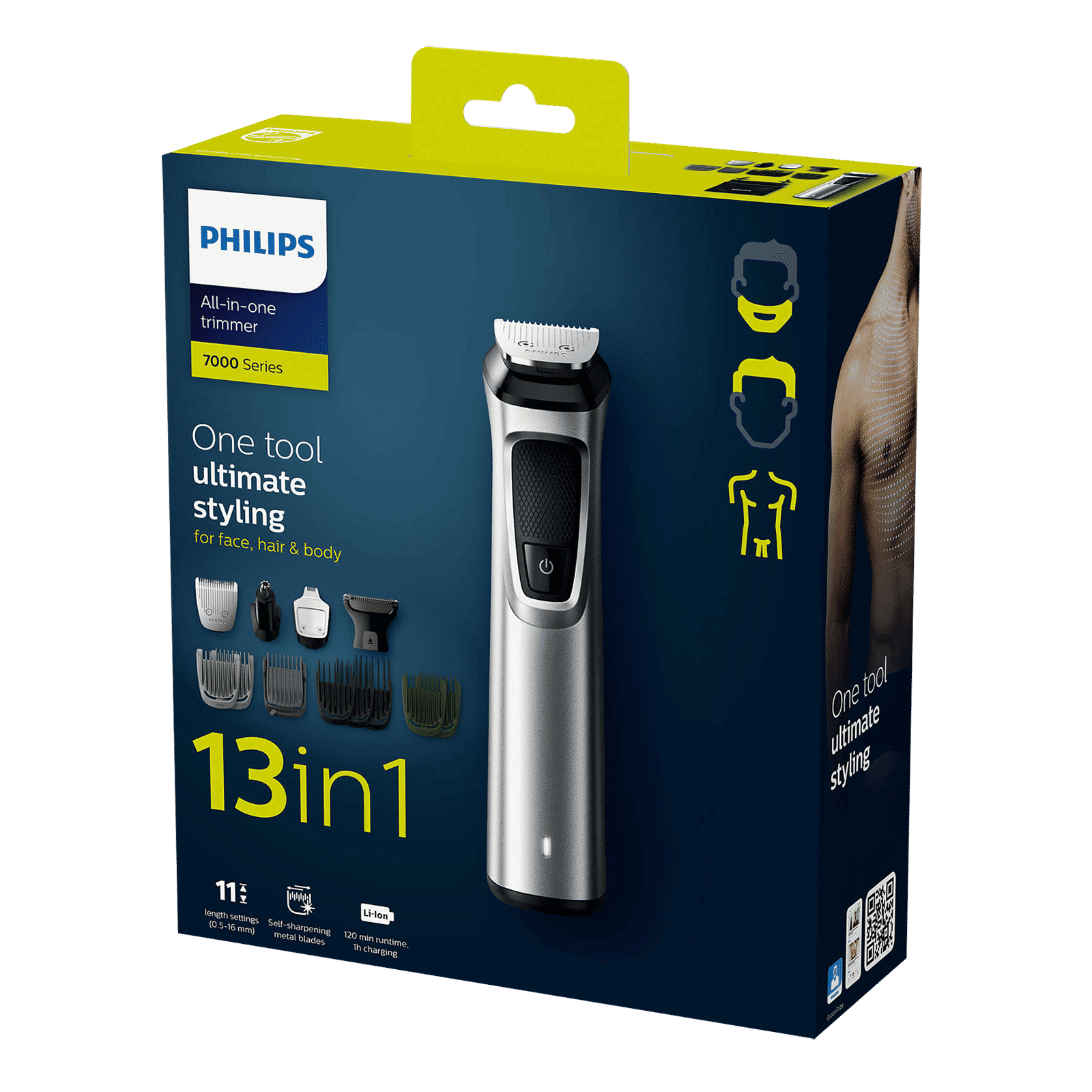PHILIPS Series 7000 13-in-1 Rechargeable Cordless Grooming Kit for Face, Hair & Body for Men (120min Runtime, DualCut Technology, Silver) PHILIPS Series 7000 13-in-1 Rechargeable Cordless Grooming Kit for Face, Hair & Body for Men (120min Runtime, DualCut Technology, Silver)_16