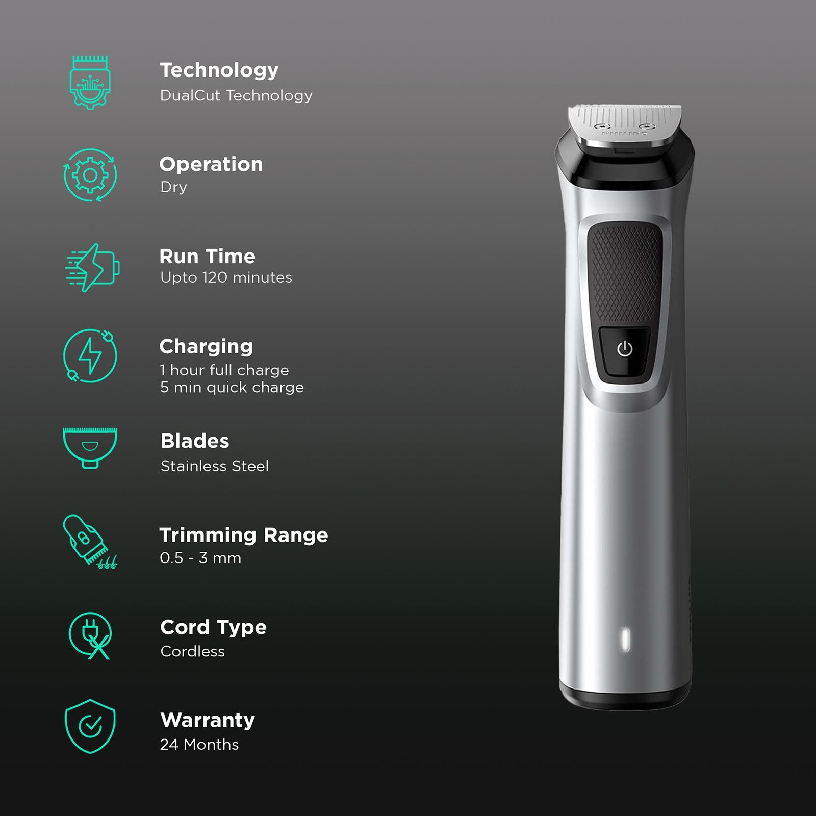 PHILIPS Series 7000 13-in-1 Rechargeable Cordless Grooming Kit for Face, Hair & Body for Men (120min Runtime, DualCut Technology, Silver) PHILIPS Series 7000 13-in-1 Rechargeable Cordless Grooming Kit for Face, Hair & Body for Men (120min Runtime, DualCut Technology, Silver)_2