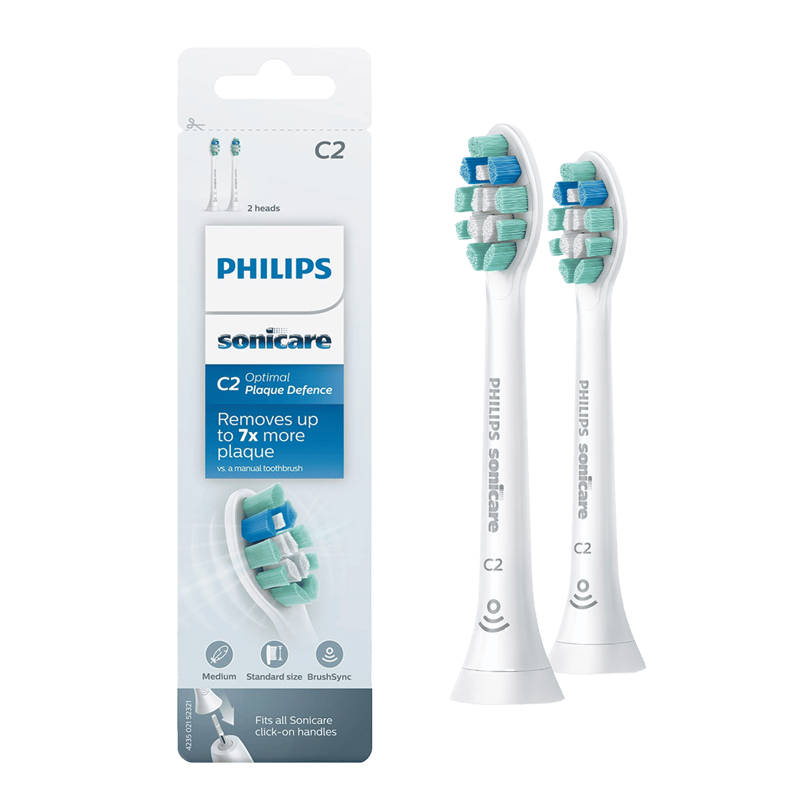 PHILIPS Sonicare C2 Electric Toothbrush with 2 Replacement Brush head for Adults (Sonic Technology, White)_8