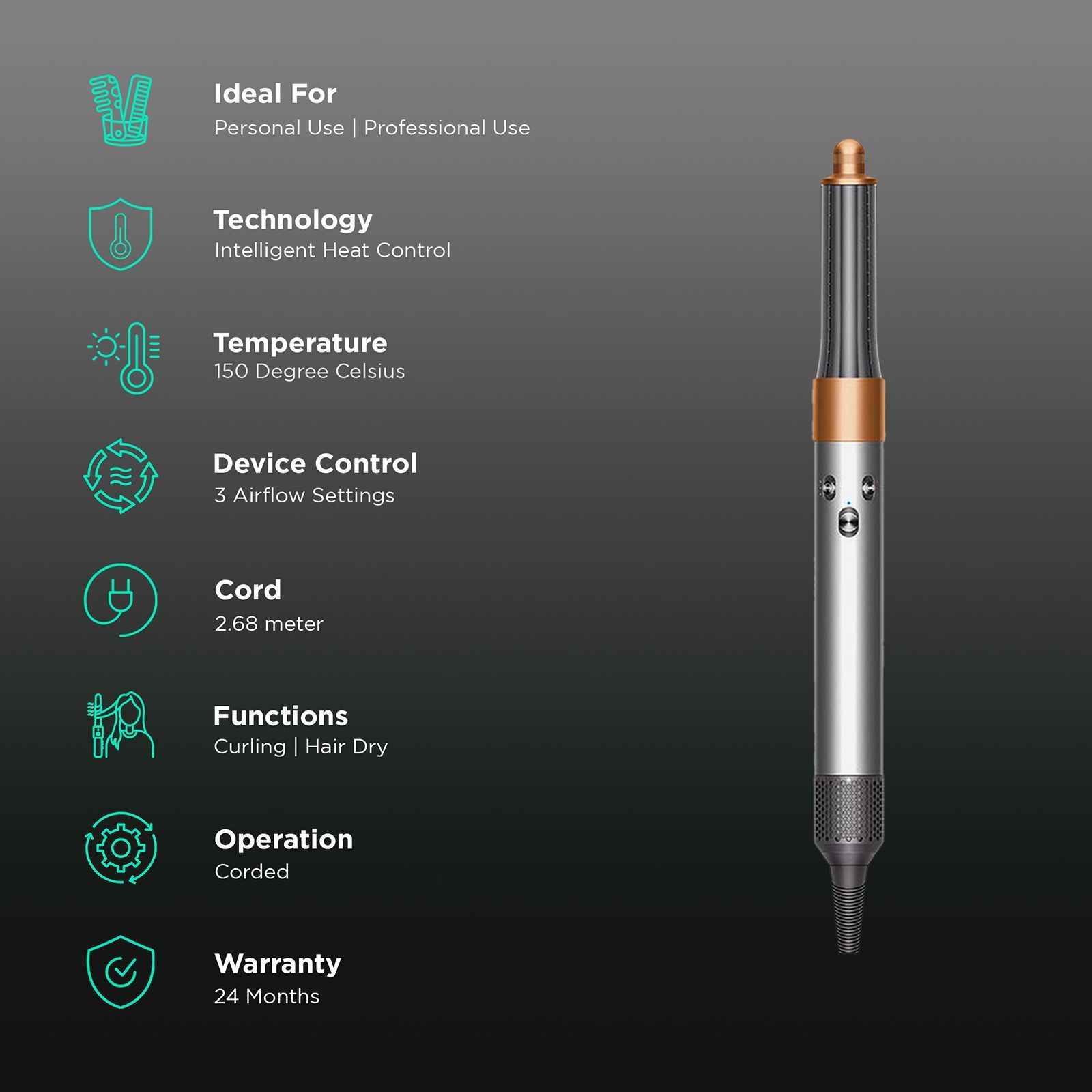 dyson Airwrap Hair Styler with Intelligent Heat Control (Enhanced Coanda Airflow, Rich Copper & Bright Nickel) dyson Airwrap Hair Styler with Intelligent Heat Control (Enhanced Coanda Airflow, Rich Copper & Bright Nickel)_3