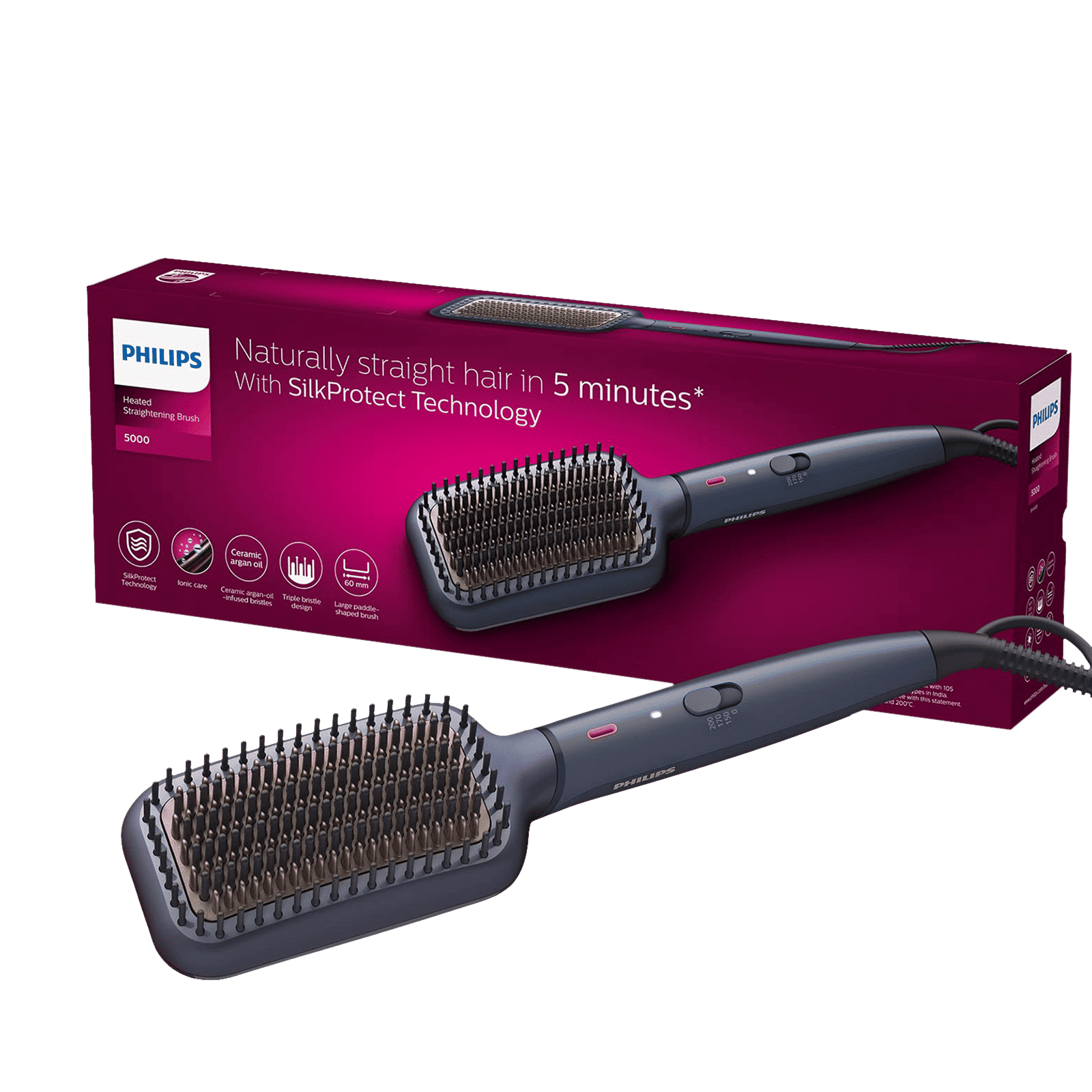 PHILIPS 5000 Hair Straightener with Silk Protect Technology (Ceramic Bristles, Blue)_7