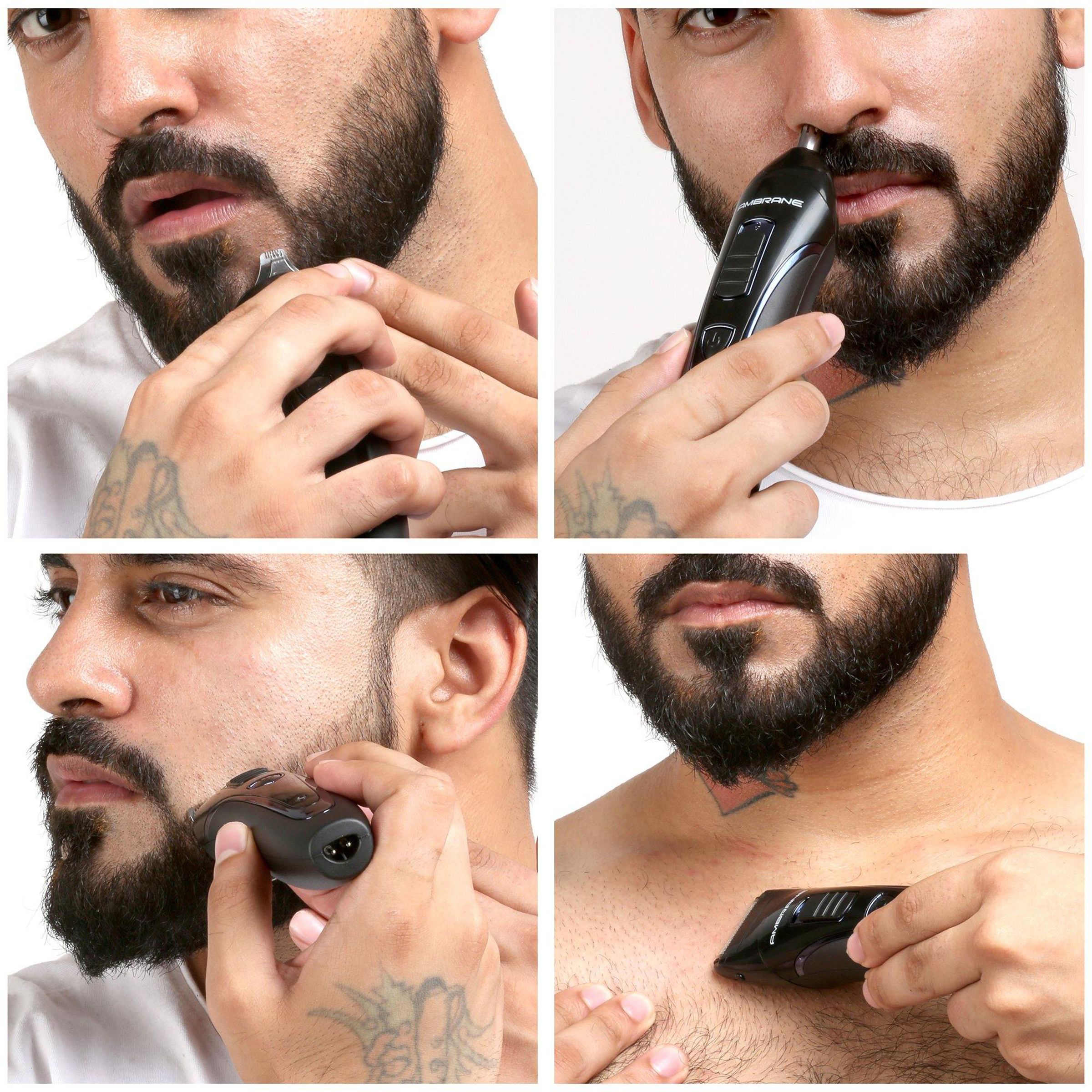 ambrane Cruiser 5-in-1 Rechargeable Cordless Grooming Kit for Face & Body for Men (60mins Runtime, Rapid Charging, Black)_10