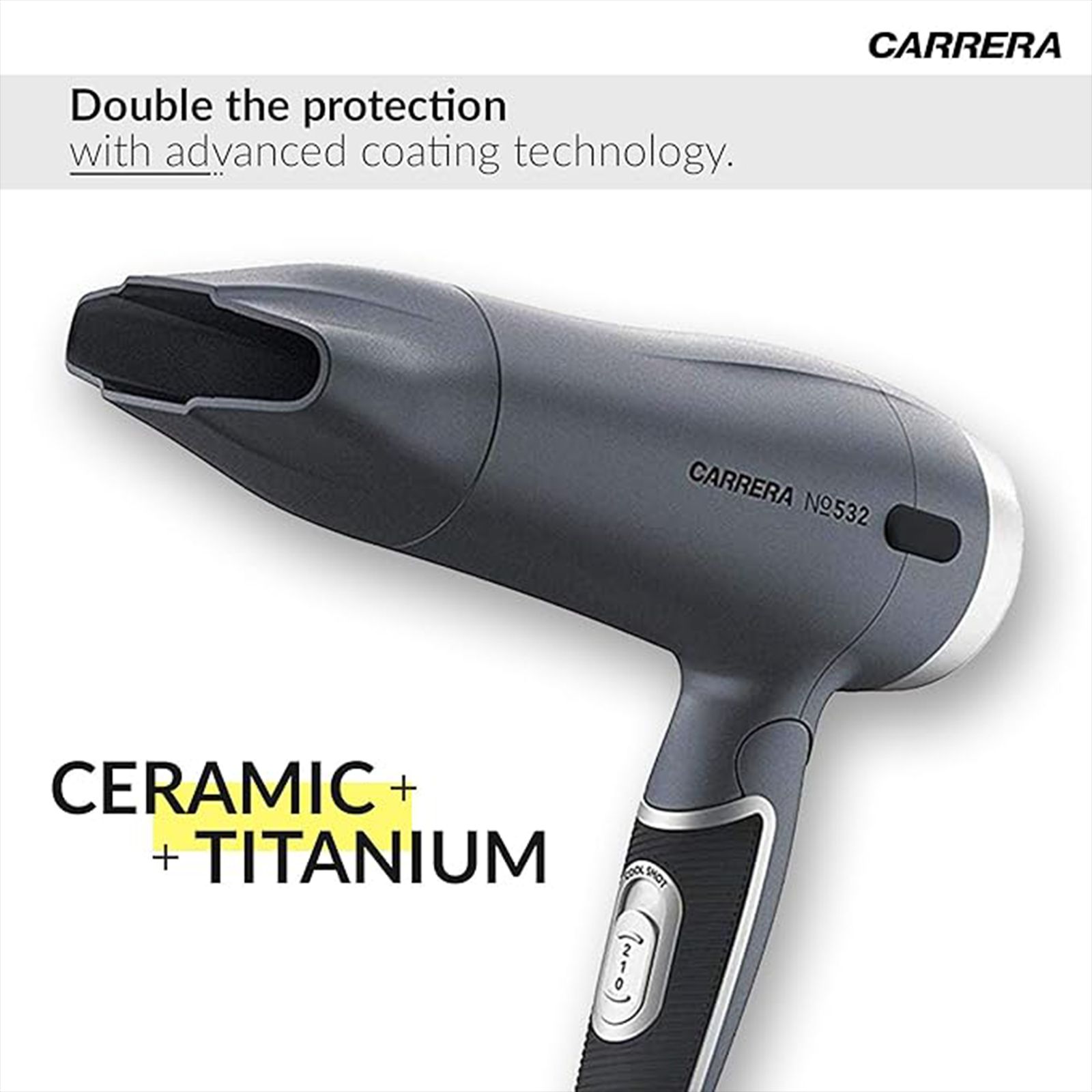CARRERA Professional Hair Dryer with 2 Heat Settings & Cool Shot (Advanced Coating Technology, Grey)_4