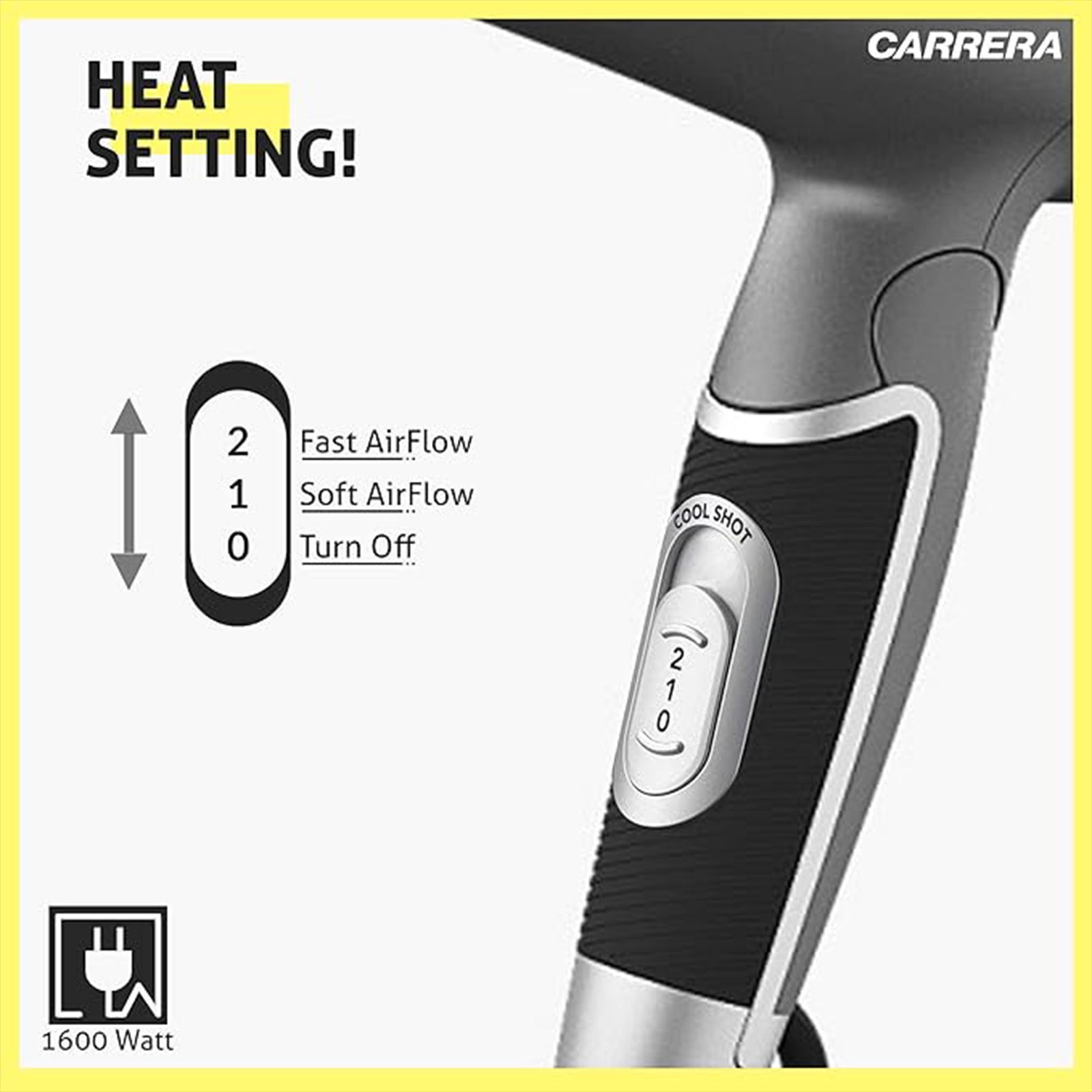 CARRERA Professional Hair Dryer with 2 Heat Settings & Cool Shot (Advanced Coating Technology, Grey)_6