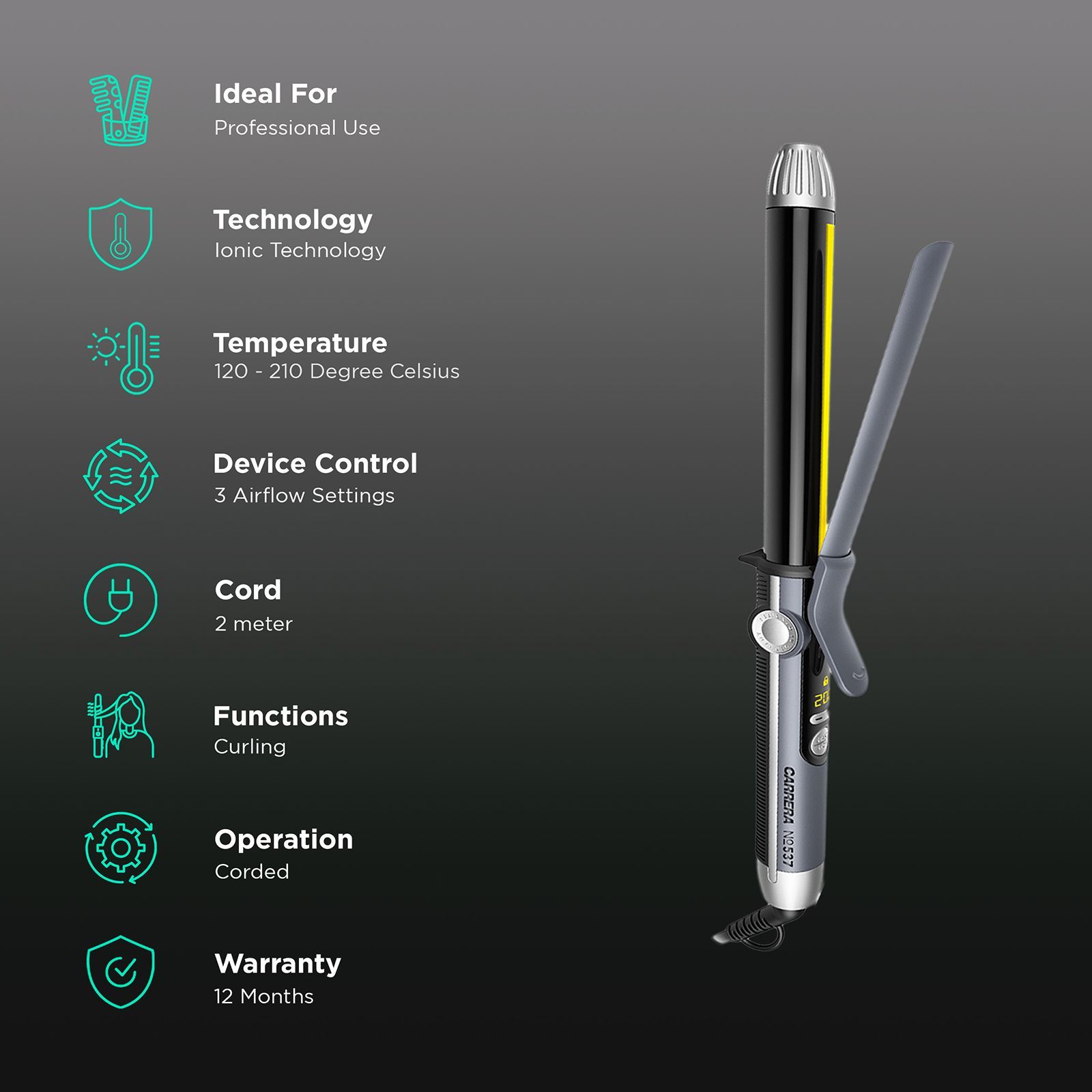 CARRERA Professional Hair Styler with Ionic Technology (Cool Touch Tip, Black)_3