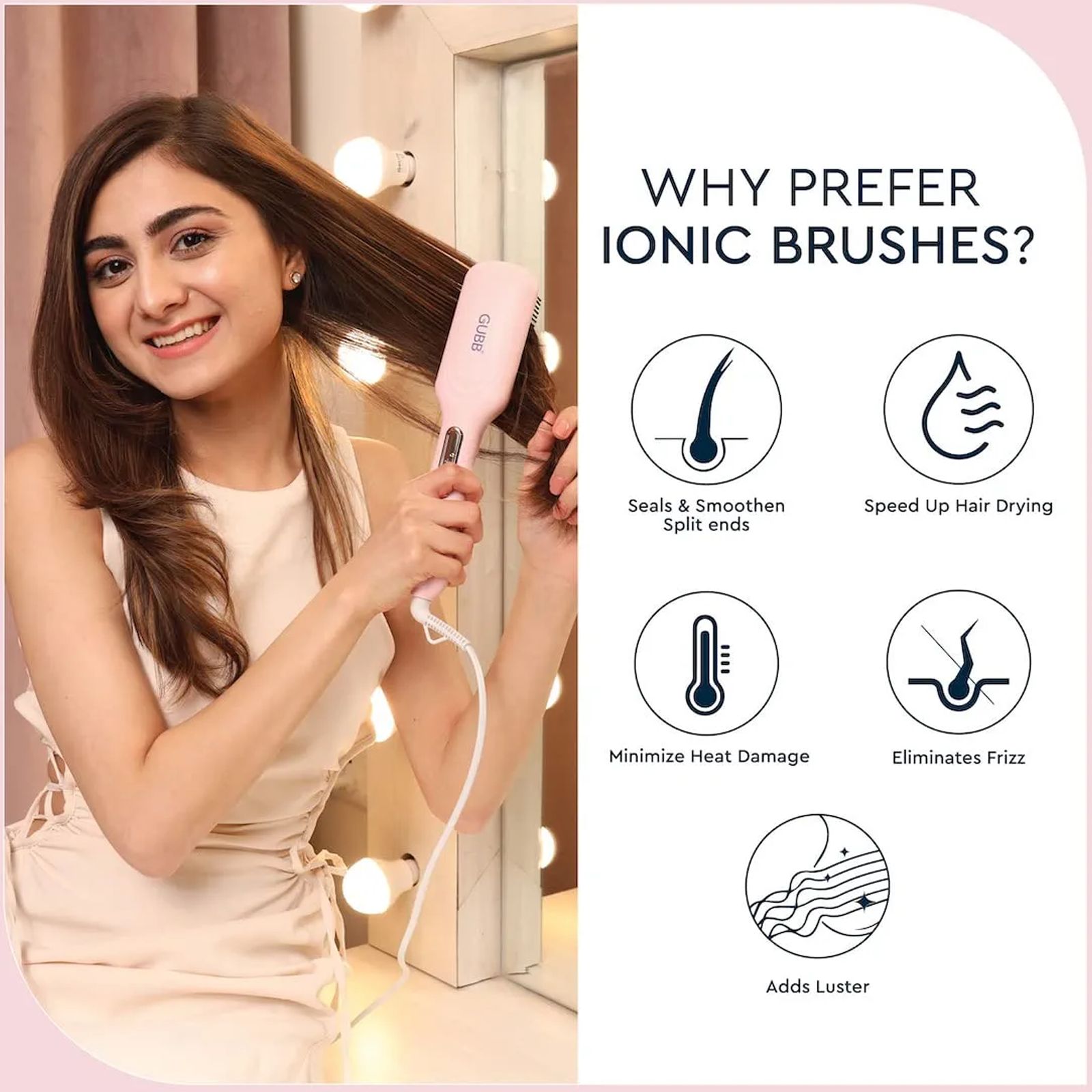 GUBB GB-705Y Hair Straightener with Automatic Shut Off (Ceramic Plates, Pink)_5