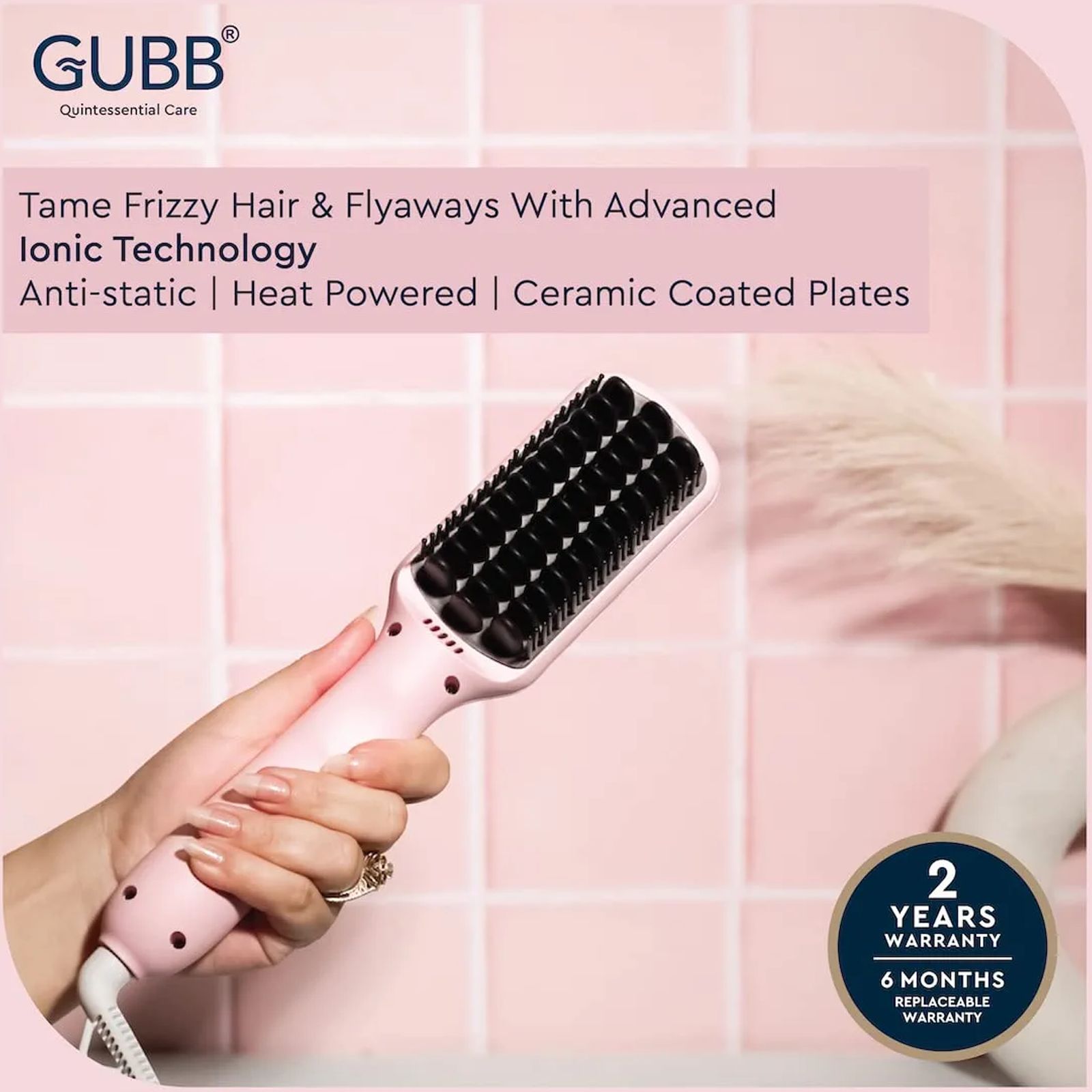GUBB GB-705Y Hair Straightener with Automatic Shut Off (Ceramic Plates, Pink)_6