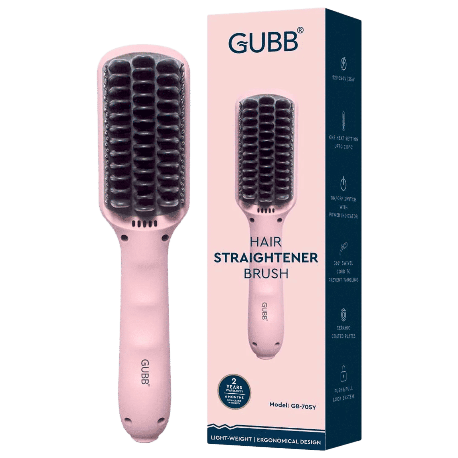 GUBB GB-705Y Hair Straightener with Automatic Shut Off (Ceramic Plates, Pink)_8