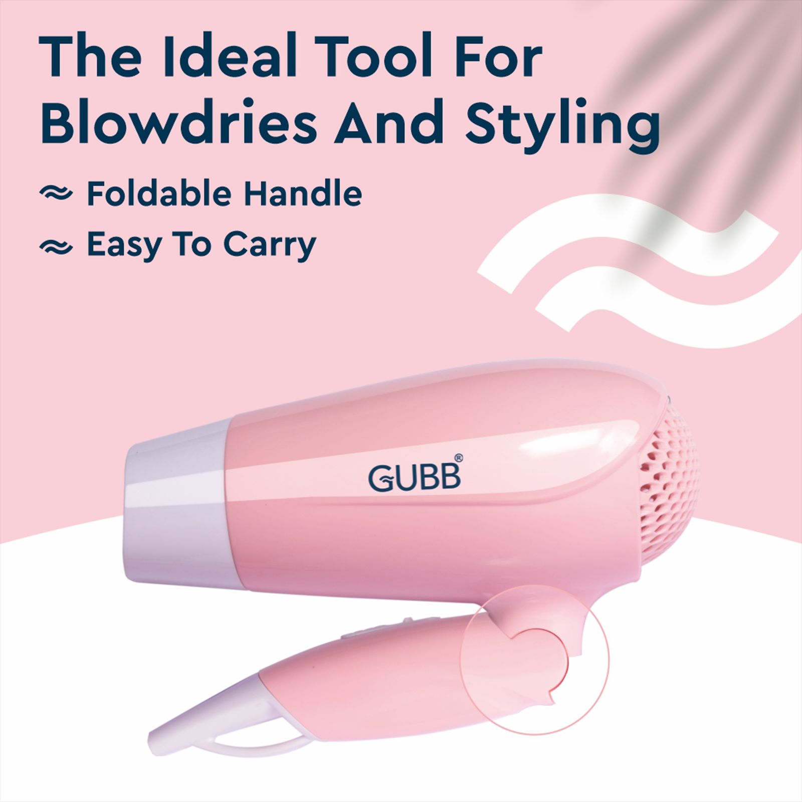 GUBB GB-163 Hair Dryer with 3 Heat Settings & Cool Shot (Overheat Protection, Pink)_10