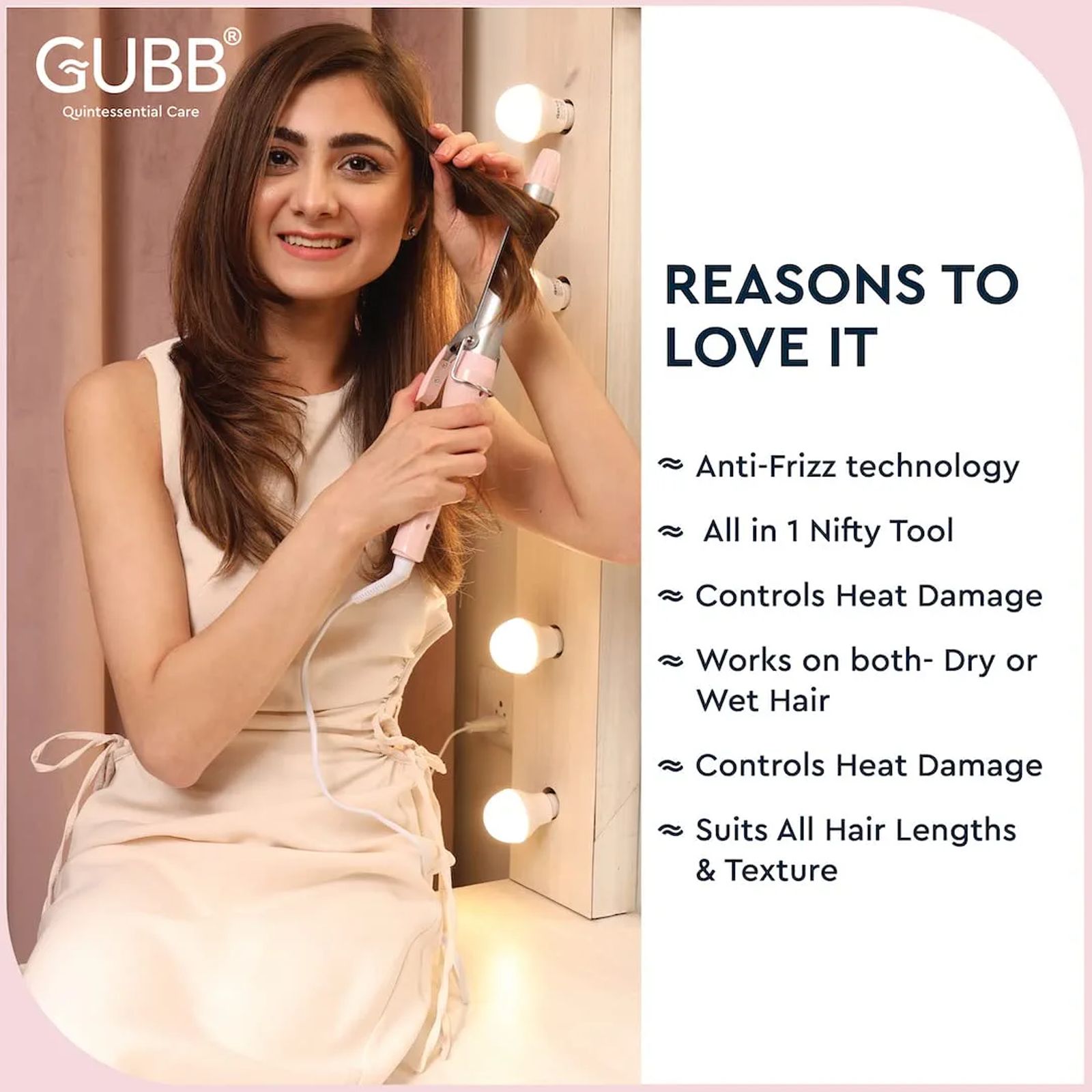 GUBB GB-007 2-in-1 Hair Styler with Ceramic Coating Technology (Cool Touch Tip, Pink)_4