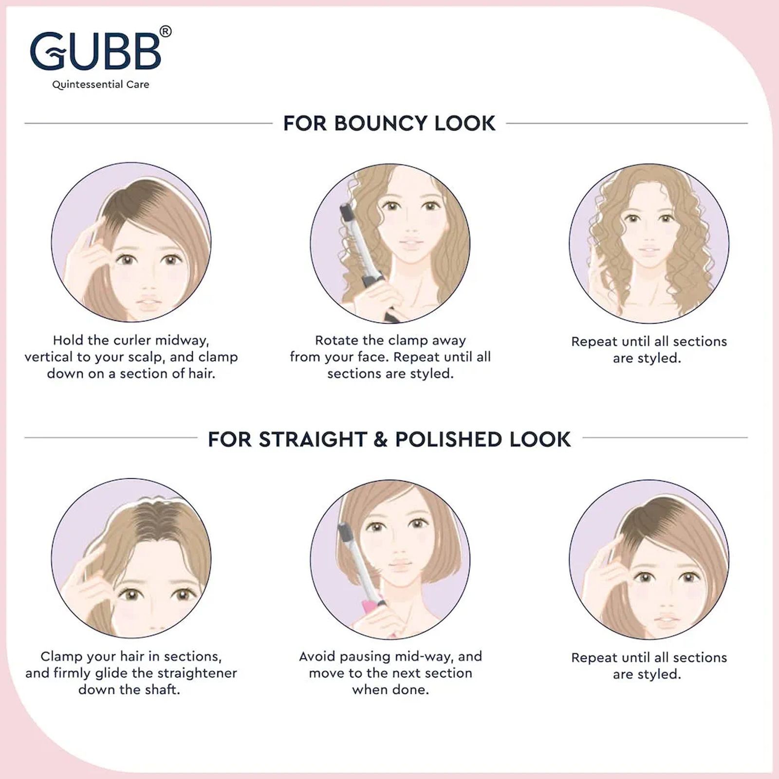 GUBB GB-007 2-in-1 Hair Styler with Ceramic Coating Technology (Cool Touch Tip, Pink)_5