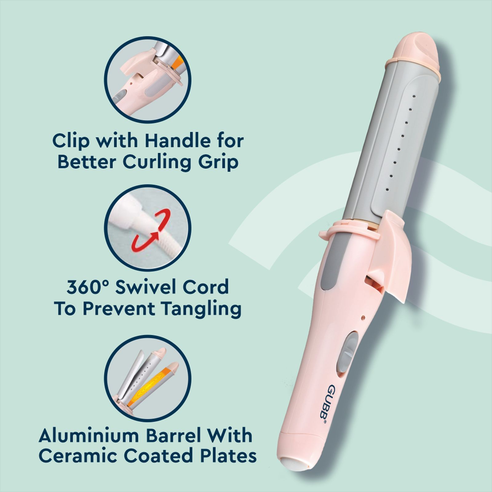 GUBB GB-007 2-in-1 Hair Styler with Ceramic Coating Technology (Cool Touch Tip, Pink)_11