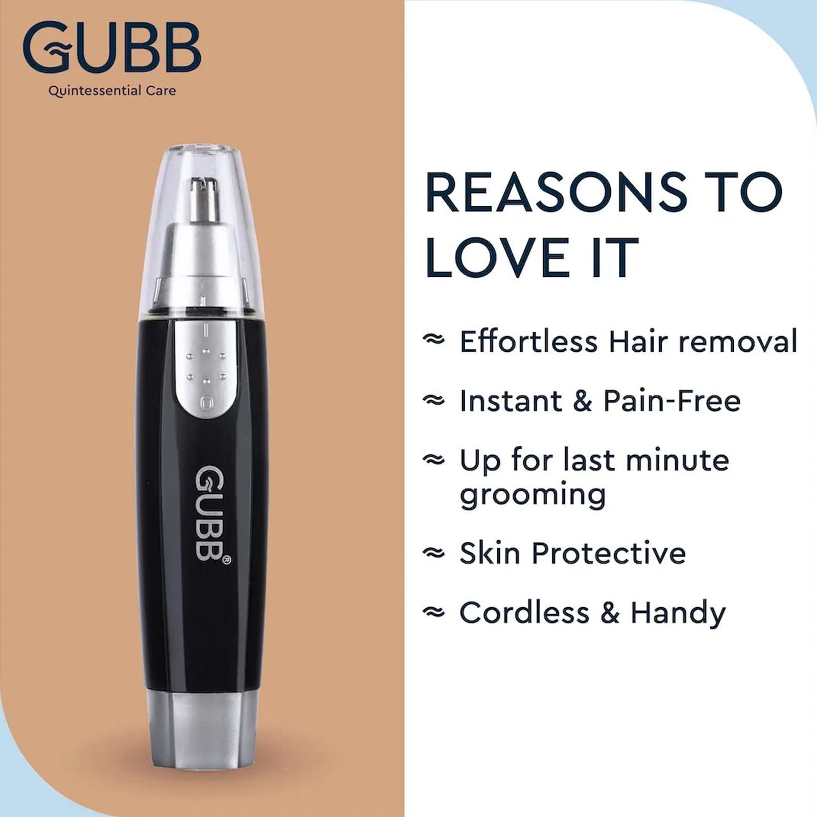 GUBB GB-808 Rechargeable Cordless Dry Trimmer for Nose & Ear for Men & Women (600mins Runtime, 360 Degree Rotating Mechanism, Black)_3