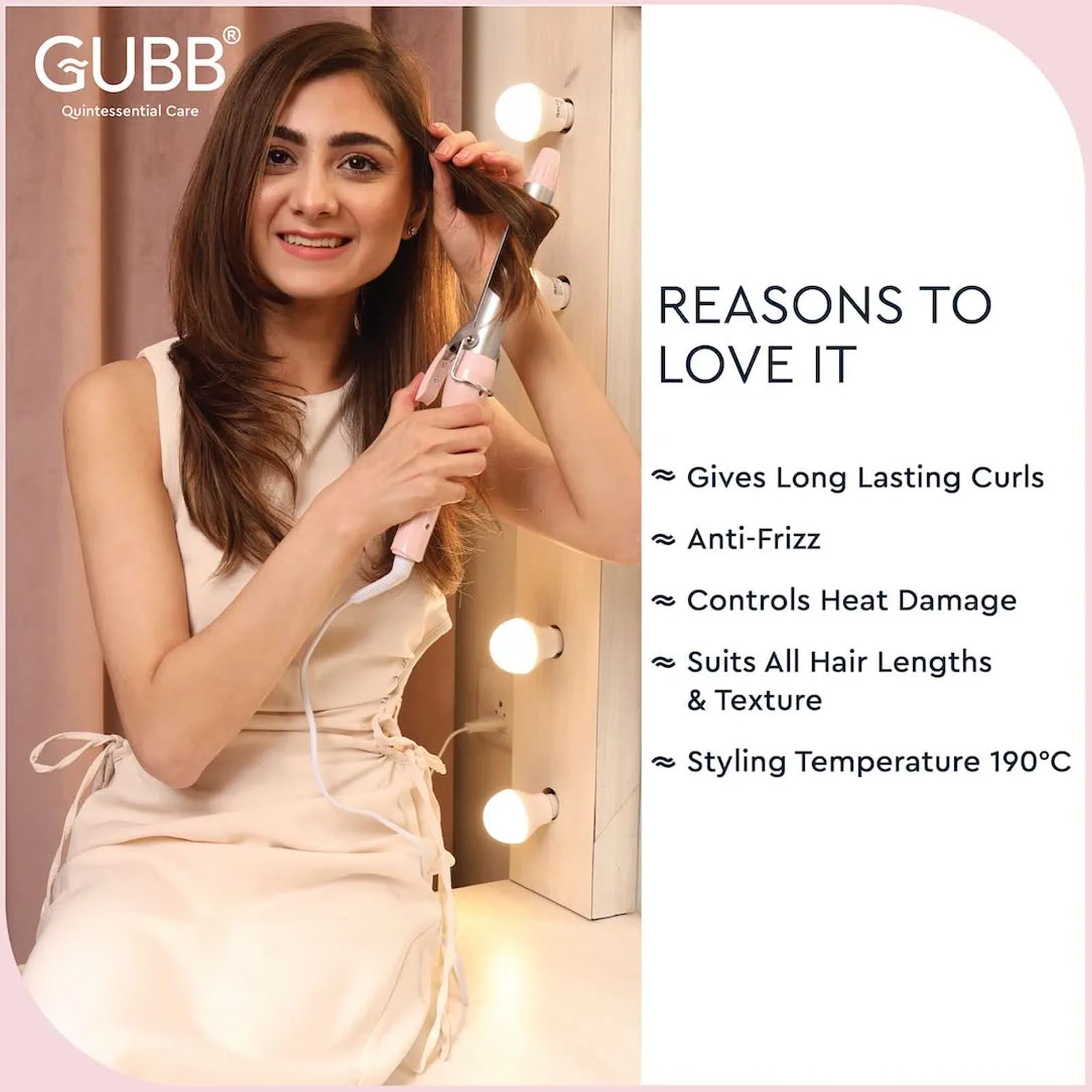 GUBB GB 005 Hair Styler with Anti Frizz Technology (Heat Damage Control, Pink)_4